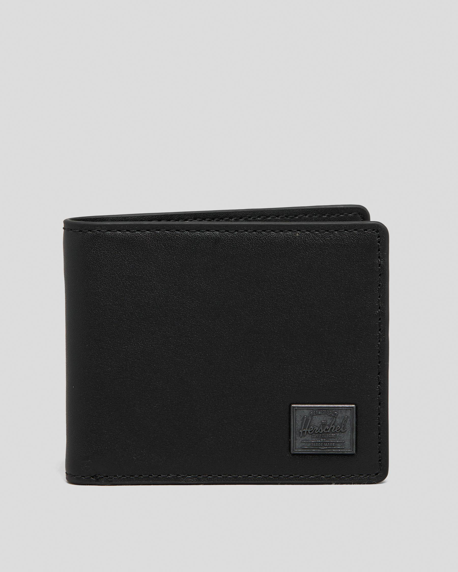 Shop Herschel Hank Leather RFID Wallet In Black Fast Shipping & Easy