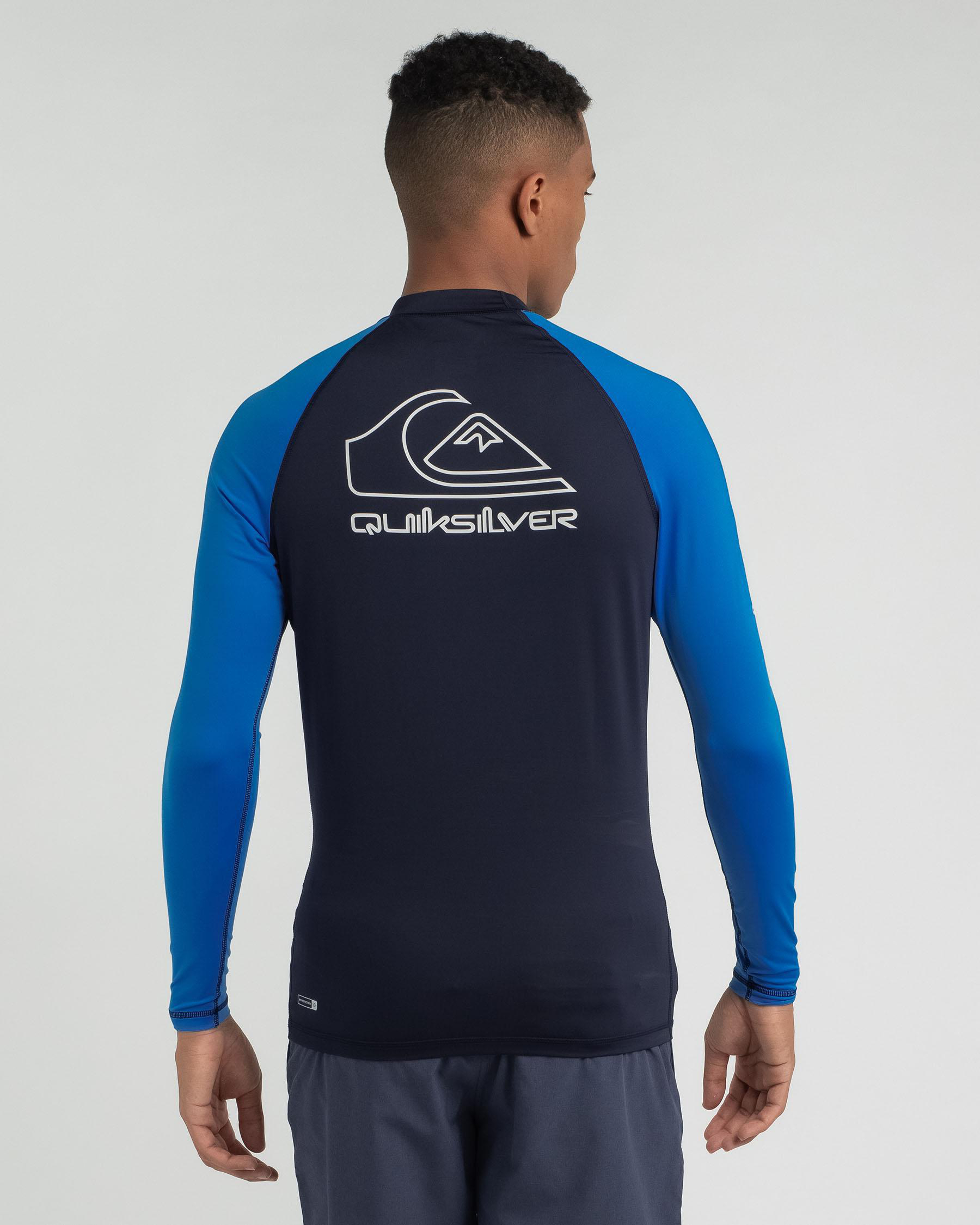Shop Quiksilver On Tour Long Sleeve Rash Vest In Navy Blazer Fast