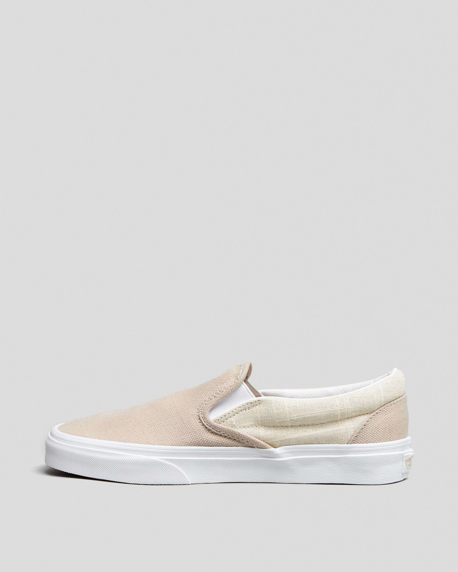 Vans Womens Classic Slip-On Summer Linen Shoes In Natural - Fast ...