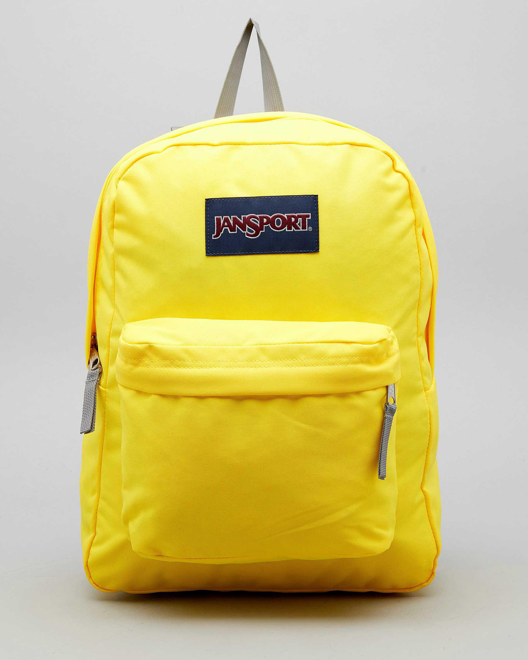 JanSport Superbreak Backpack In Yellow Card Fast Shipping & Easy