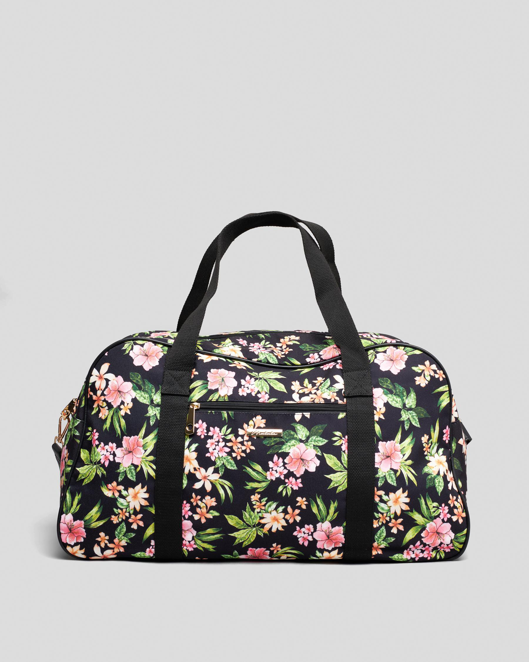 Shop Mooloola Poppy Travel Bag In Black/pink Floral Fast Shipping
