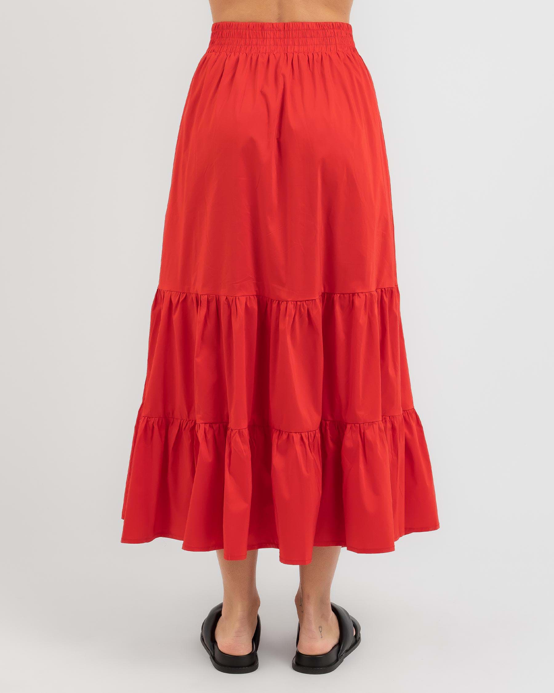 Shop Ebby & I Mirabel Skirt In Red - Fast Shipping & Easy Returns ...