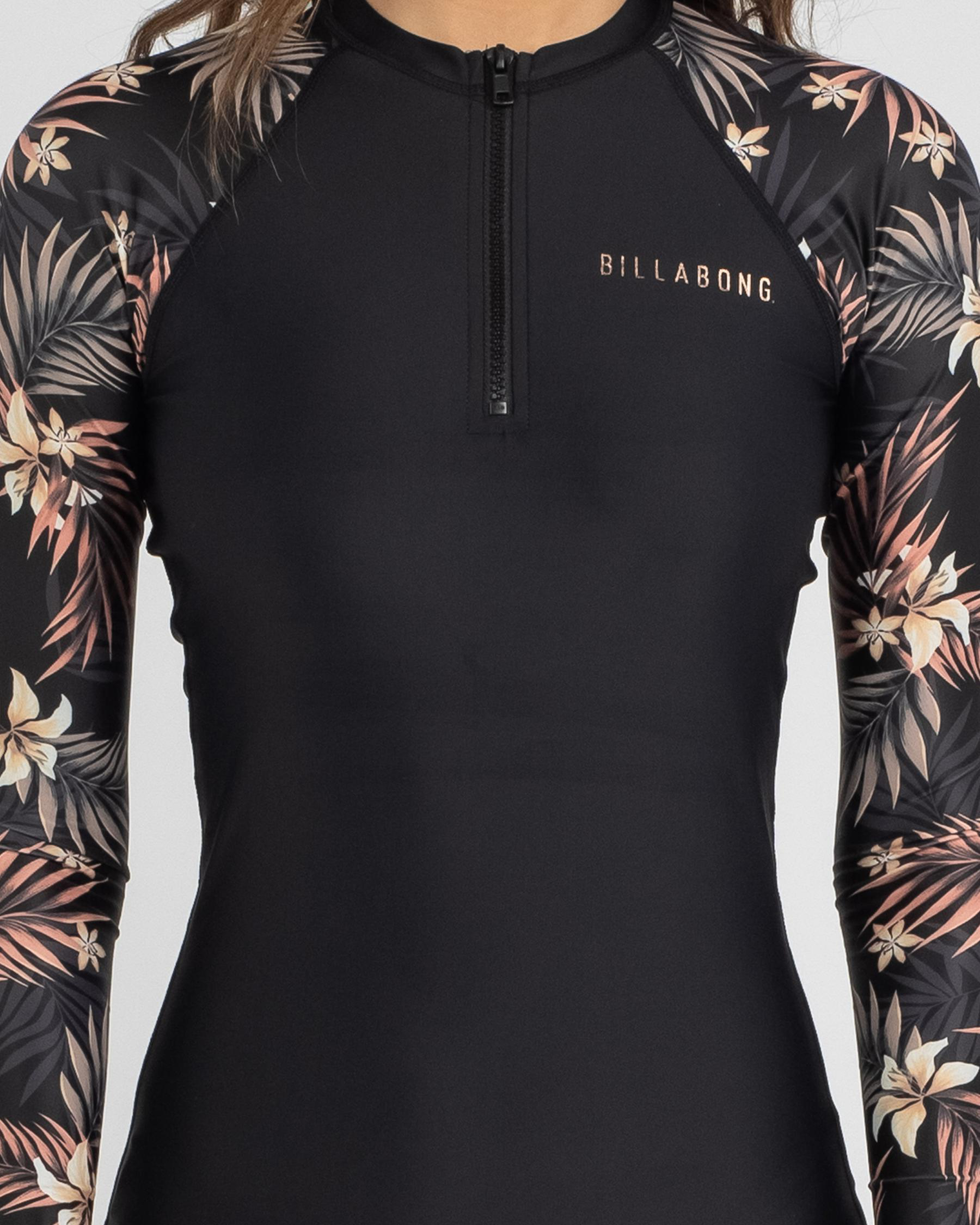 Shop Billabong Safari Nights Long Sleeve Rash Vest In Black/multi Fast Shipping & Easy Returns