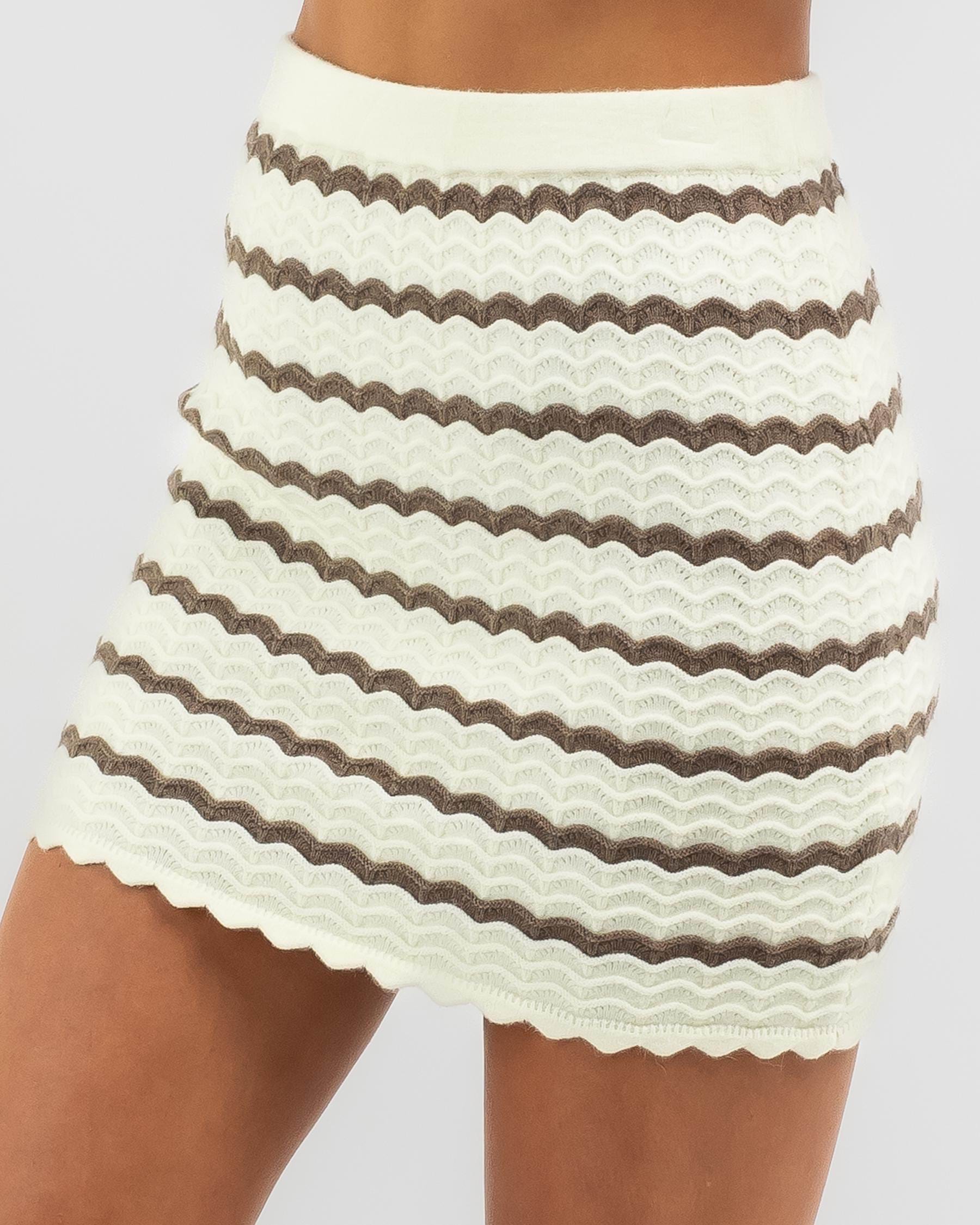 Mooloola Cottesloe Crochet Skirt In Brown Stripe - Fast Shipping & Easy ...