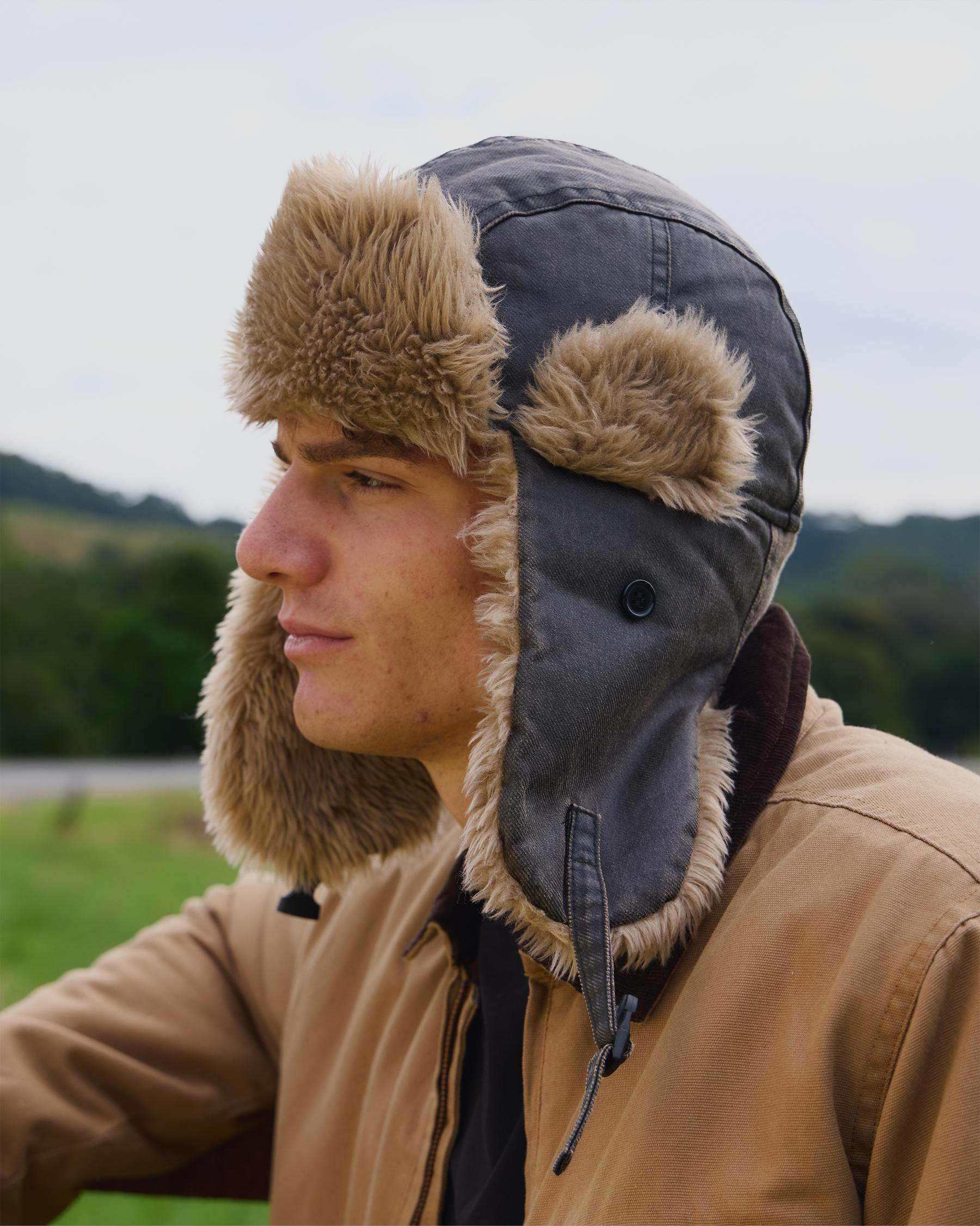 Shop Miscellaneous Wintertide Trapper Hat In Washed Brown Fast