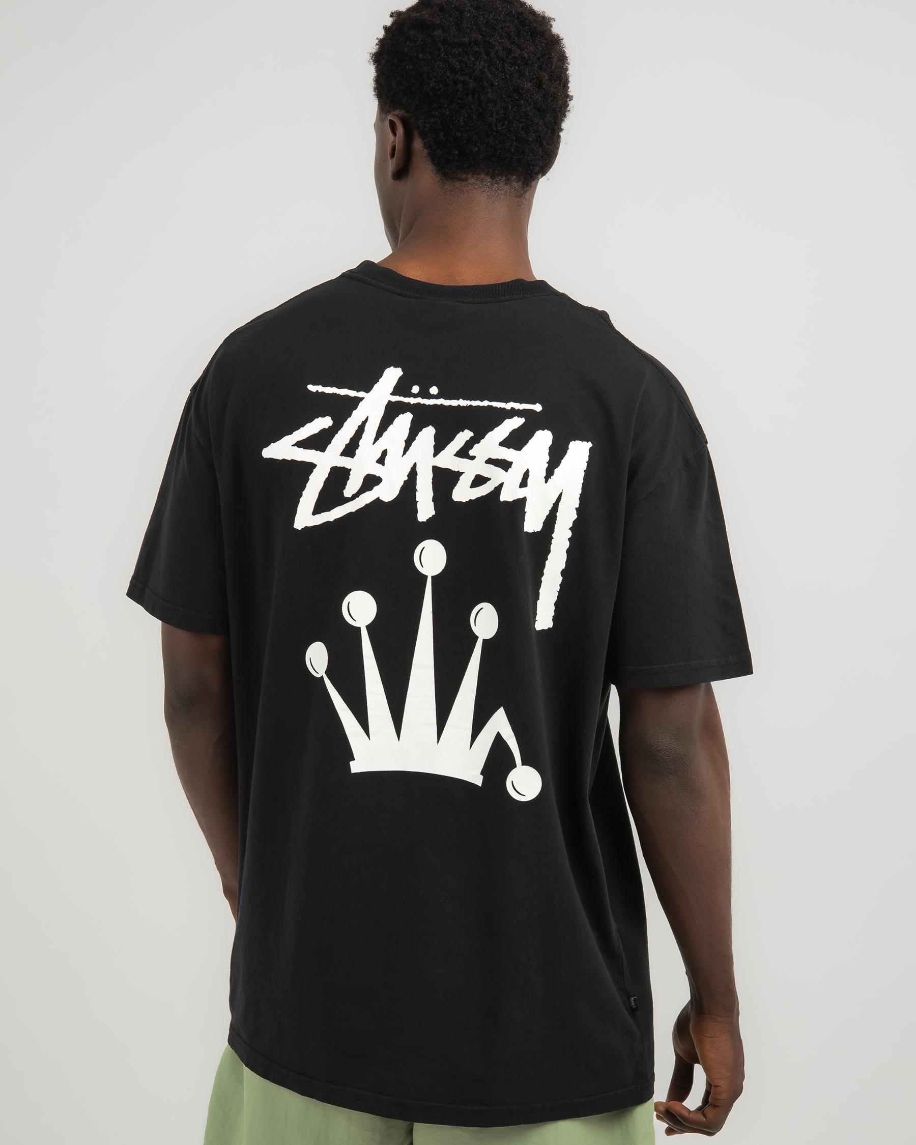Stussy Stock Crown 50/50 T-Shirt In Pigment Black - Fast Shipping ...