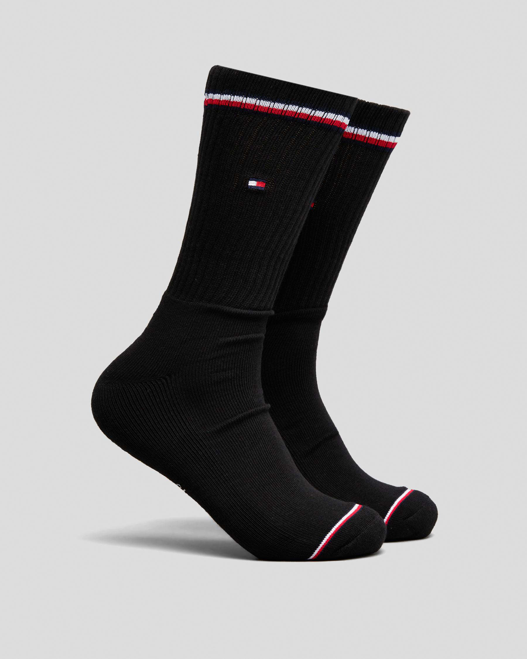 Shop Tommy Hilfiger Iconic Socks 2 Pack In Black - Fast Shipping & Easy ...