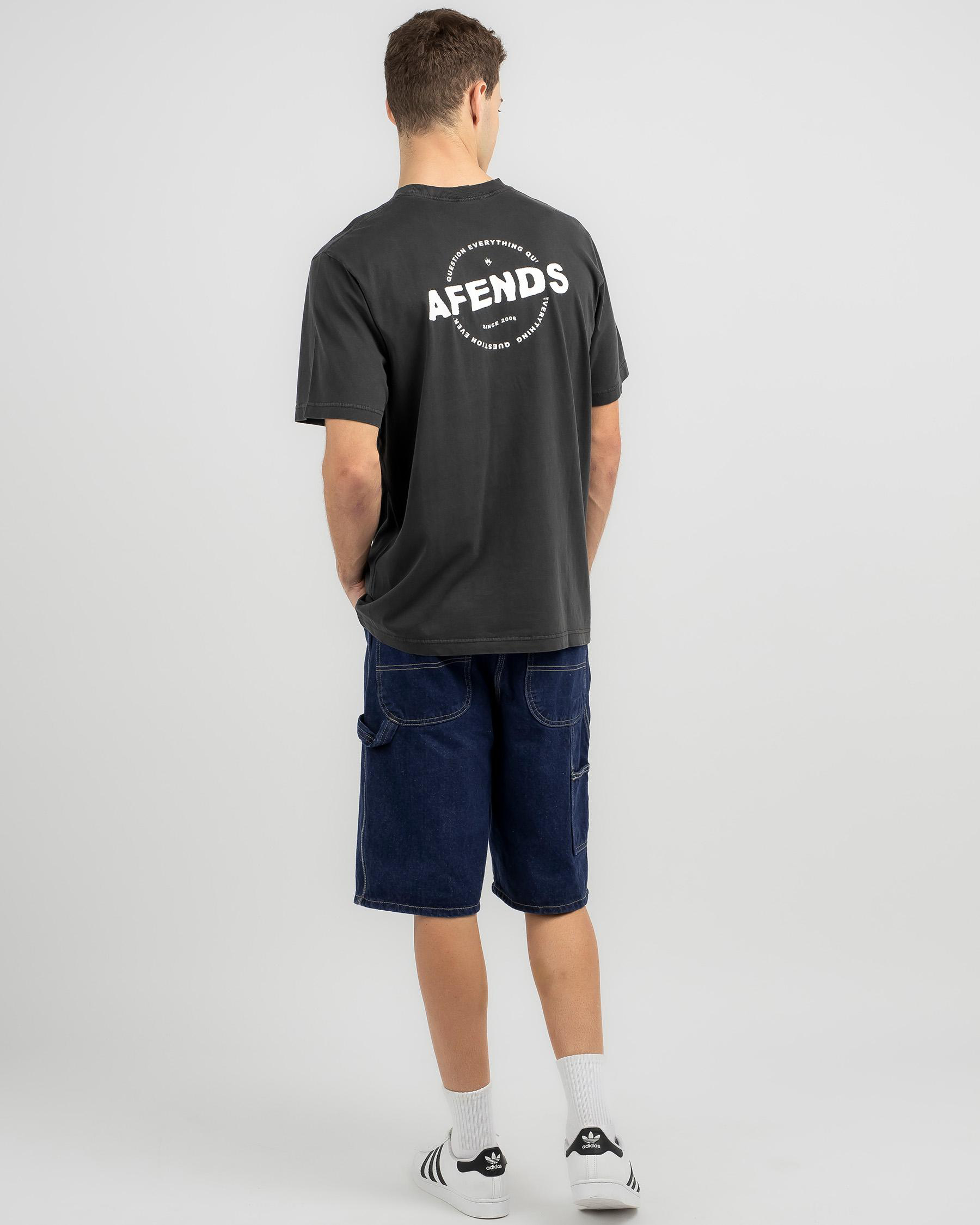 Shop Afends Questions T-Shirt In Stone Black - Fast Shipping & Easy ...