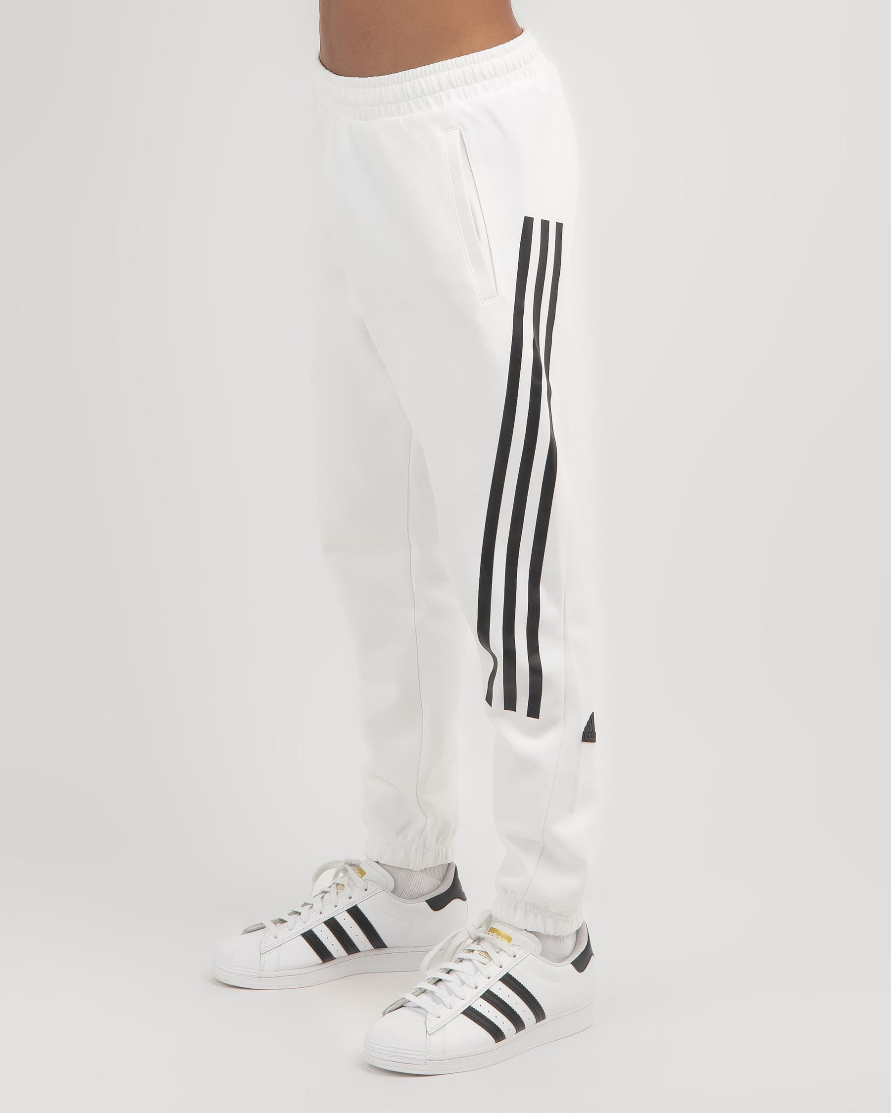 Shop adidas Future Icons 3 Stripe Track Pants In White - Fast Shipping ...