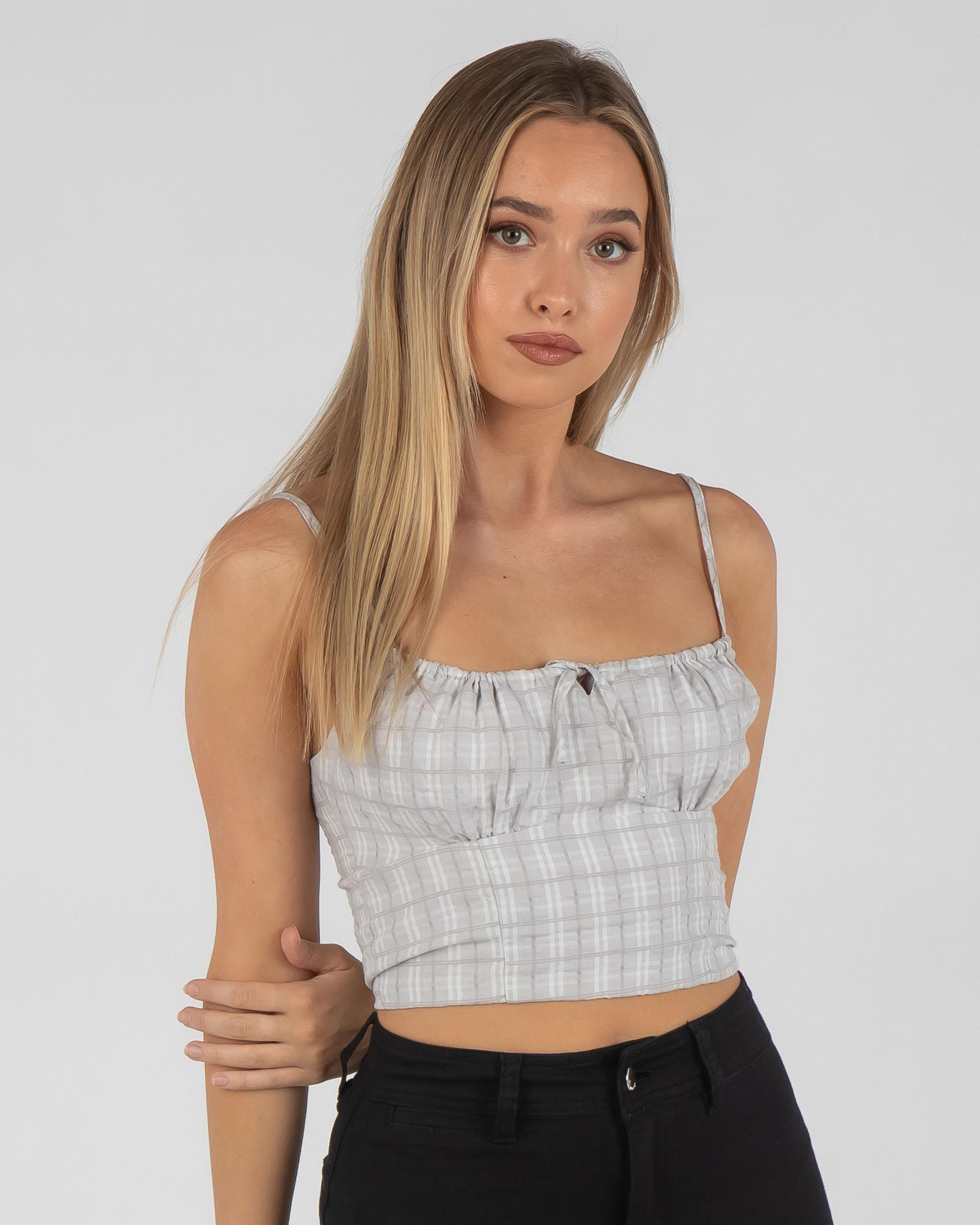 Shop Ava And Ever Remi Top In Grey Check Fast Shipping & Easy Returns