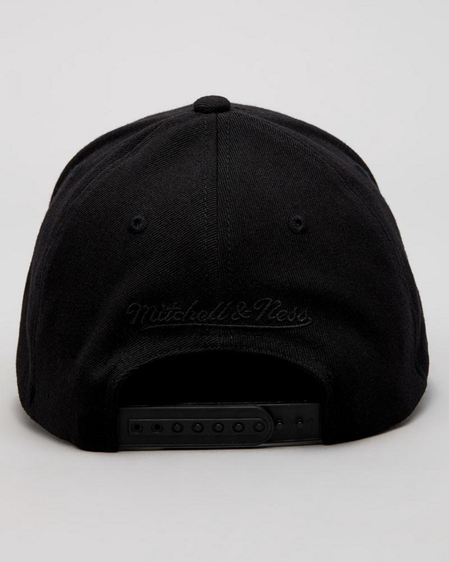 Mitchell & Ness Chicago Bulls Snapback Hat - Black Satin Underbill Adjustable Cap - View #7