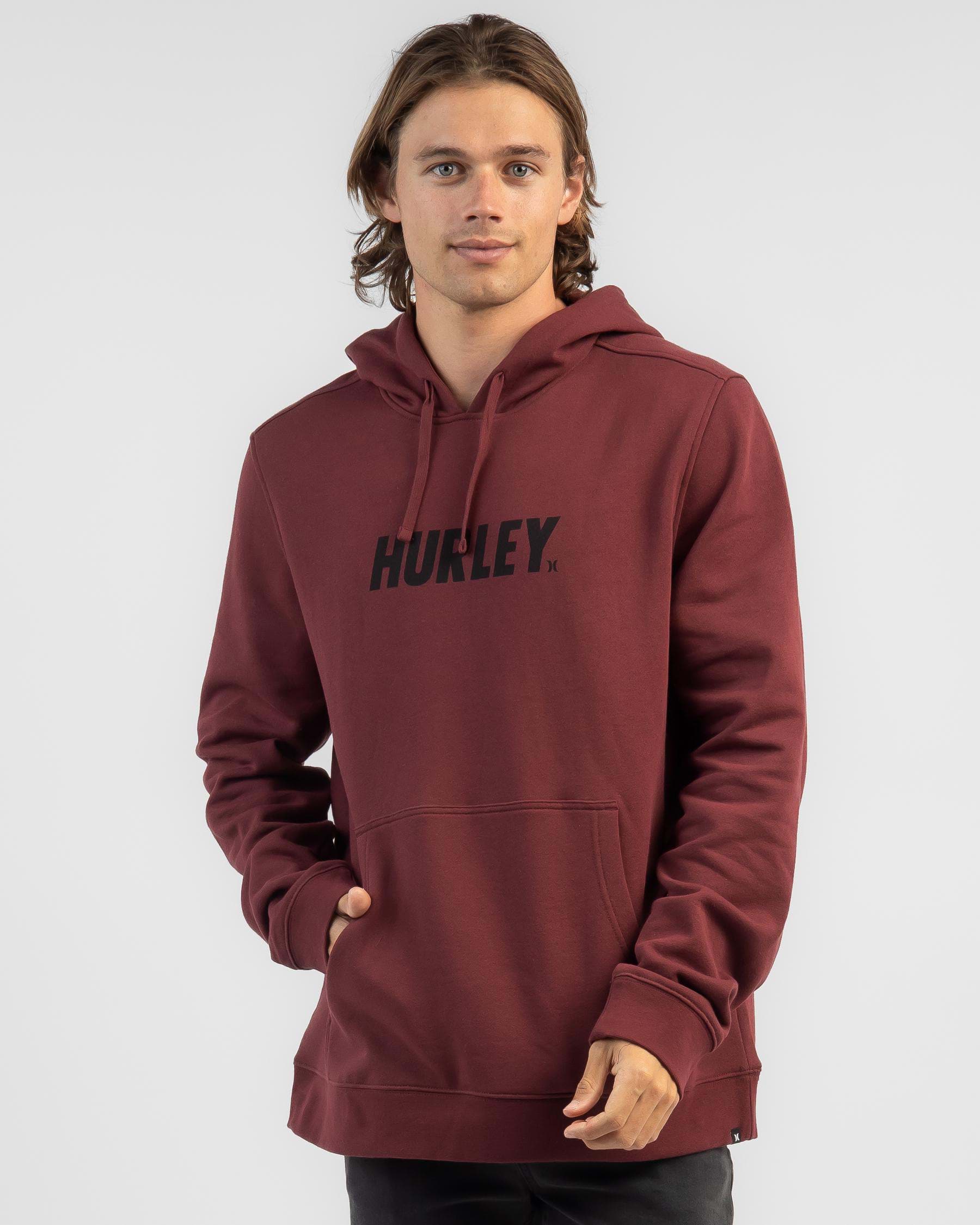 Hurley Fastlane Solid Hooded Pull Over Fleece In Russet - Fast Shipping ...