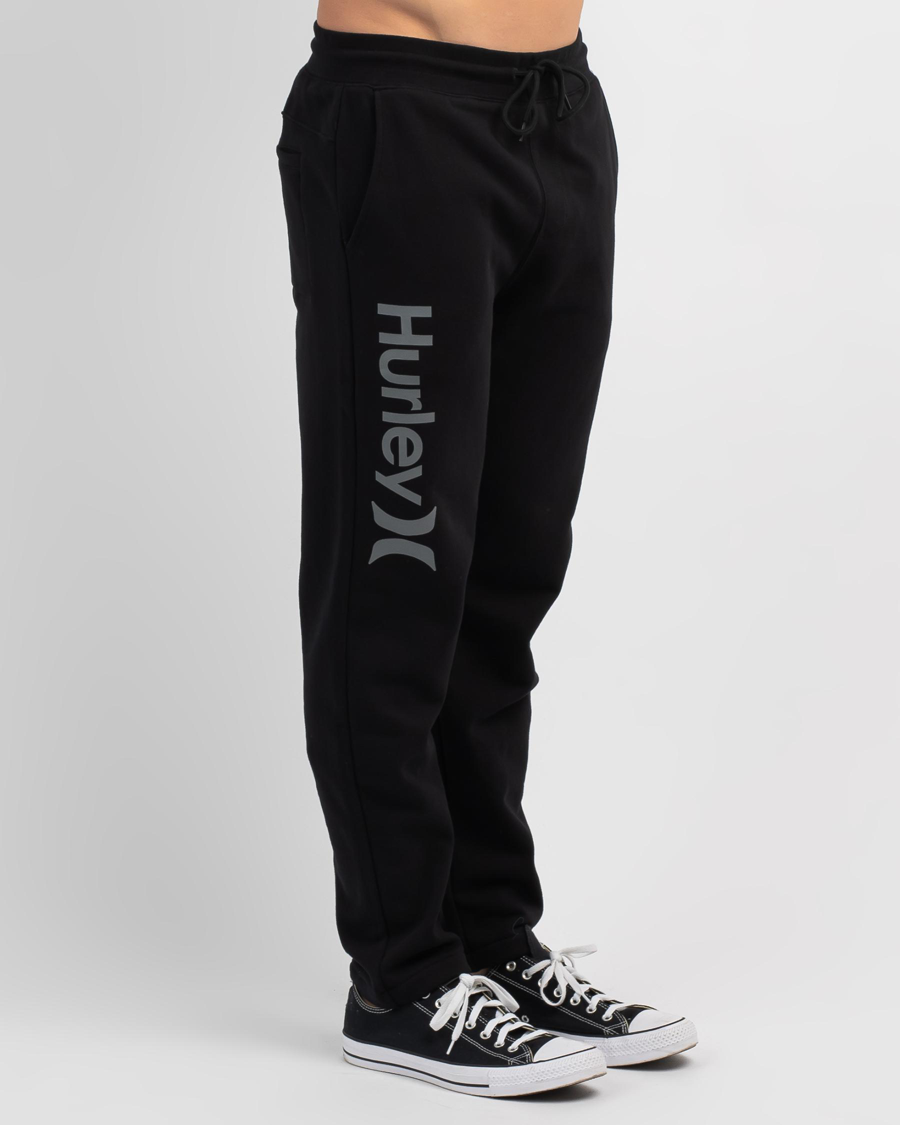 Shop Hurley One And Only Fleece Track Pants In Black/smoke Grey Fast