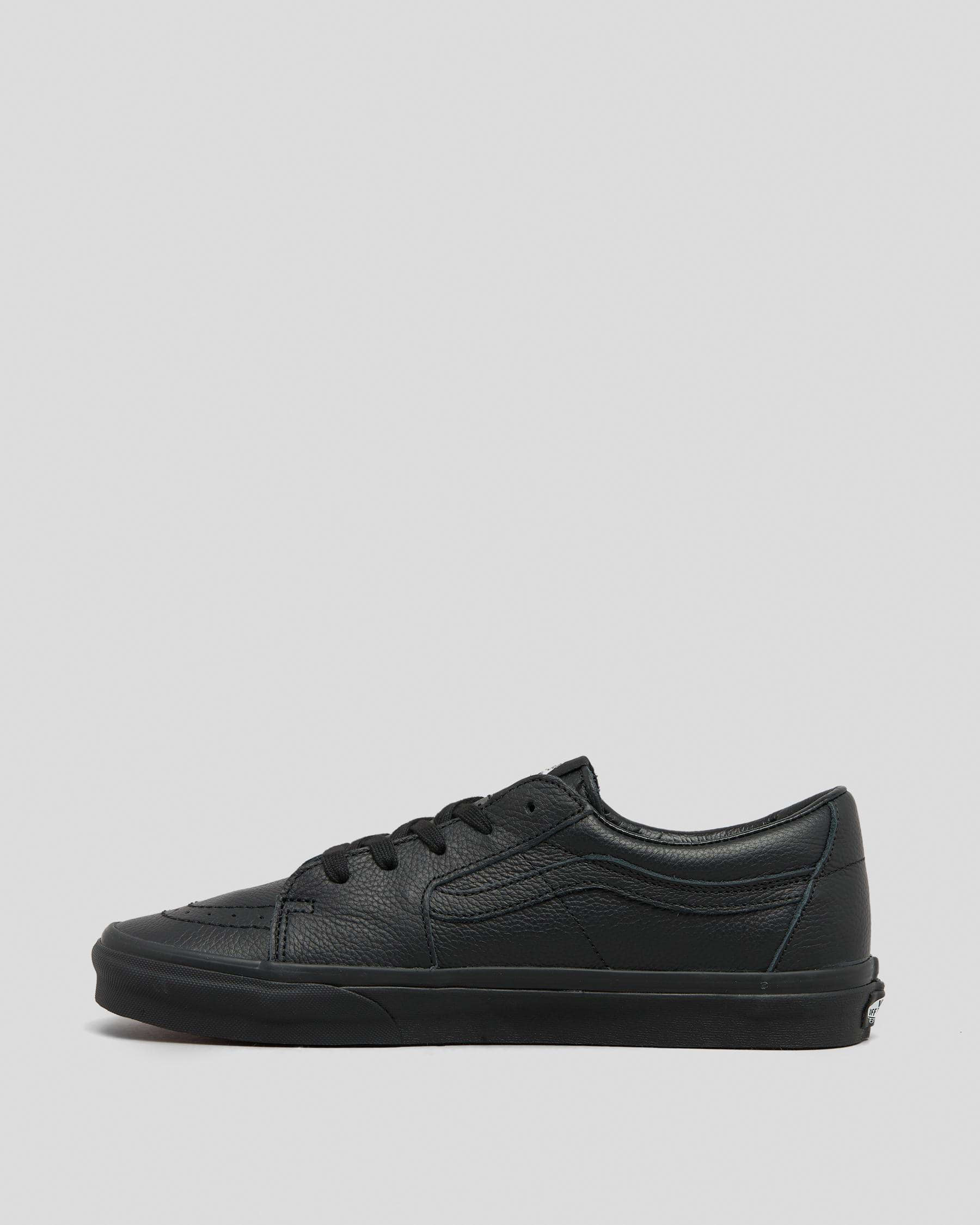 Vans Sk8-Low Shoes In (Leather) Black Mono - Fast Shipping & Easy ...