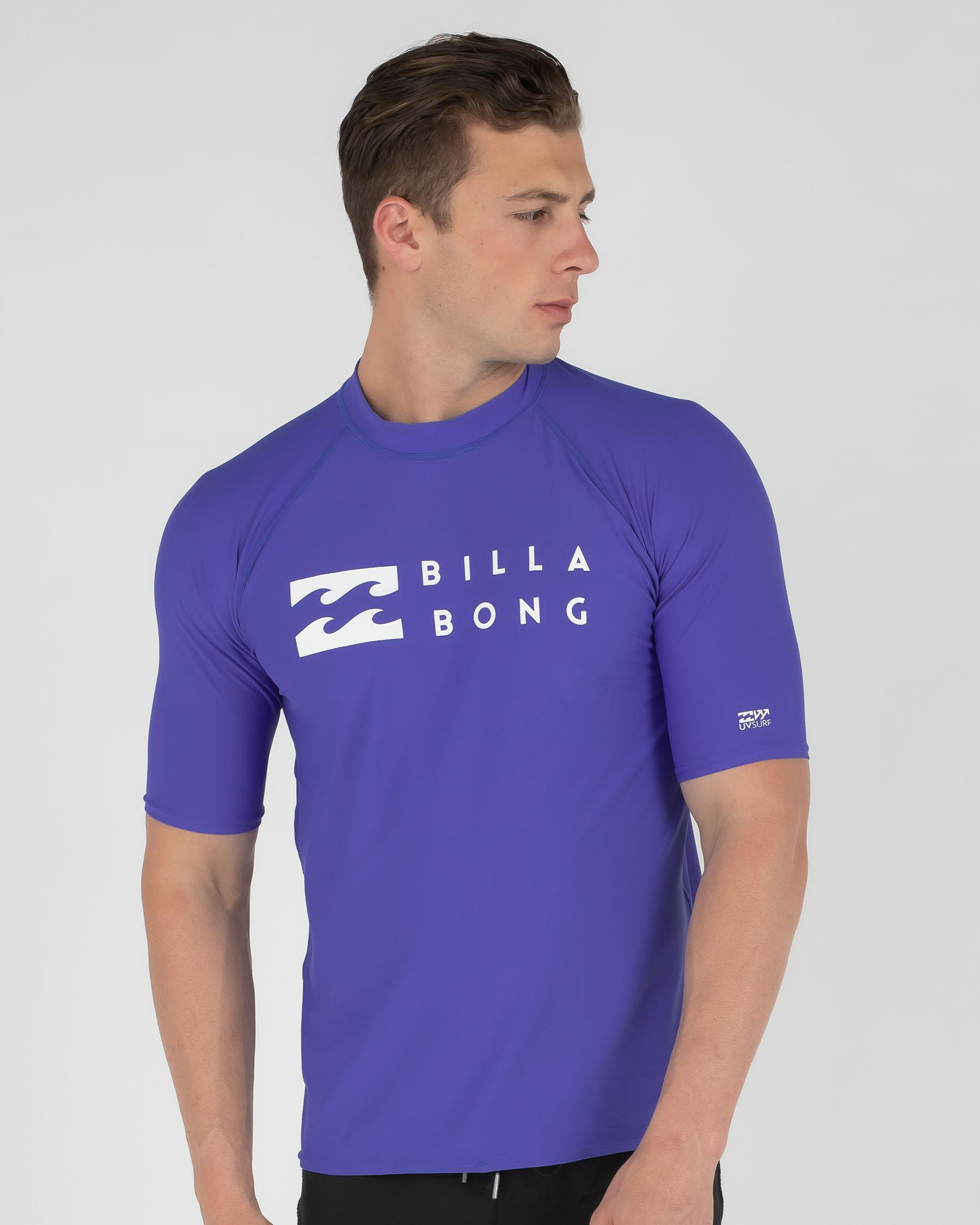 Shop Billabong Union Relaxed fit Short Sleeve Rash Vest In Cobalt