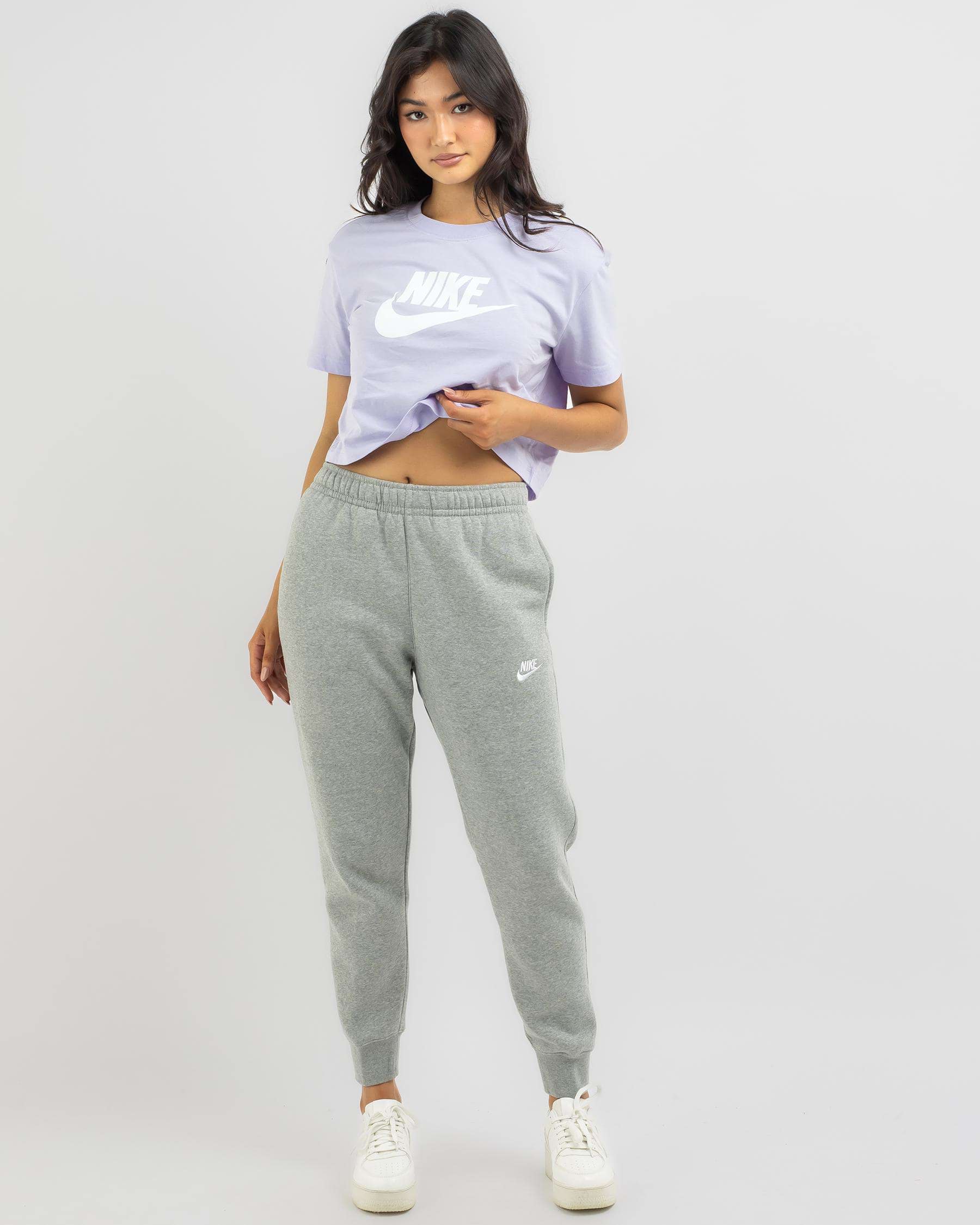Nike Club Track Pants In Dk Grey Heather/matte Silver/white - Fast ...