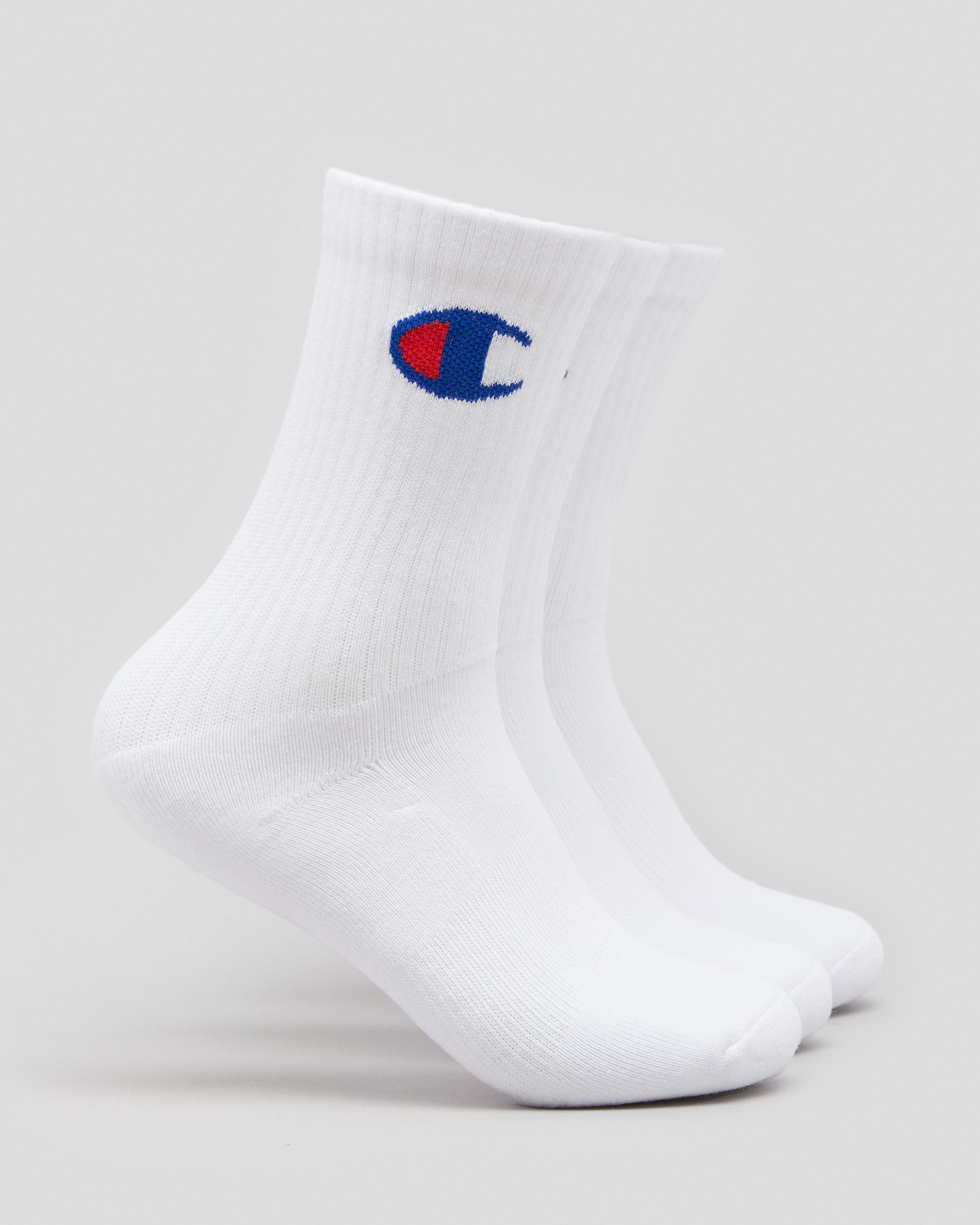 Shop Champion Boys' Large Sport C Logo Crew Socks 3 Pack In White