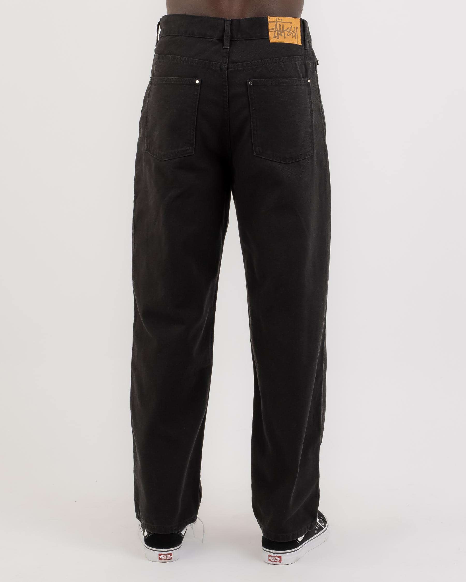 Stussy Washed Canvas Big Ol Jean In Black - Fast Shipping & Easy ...