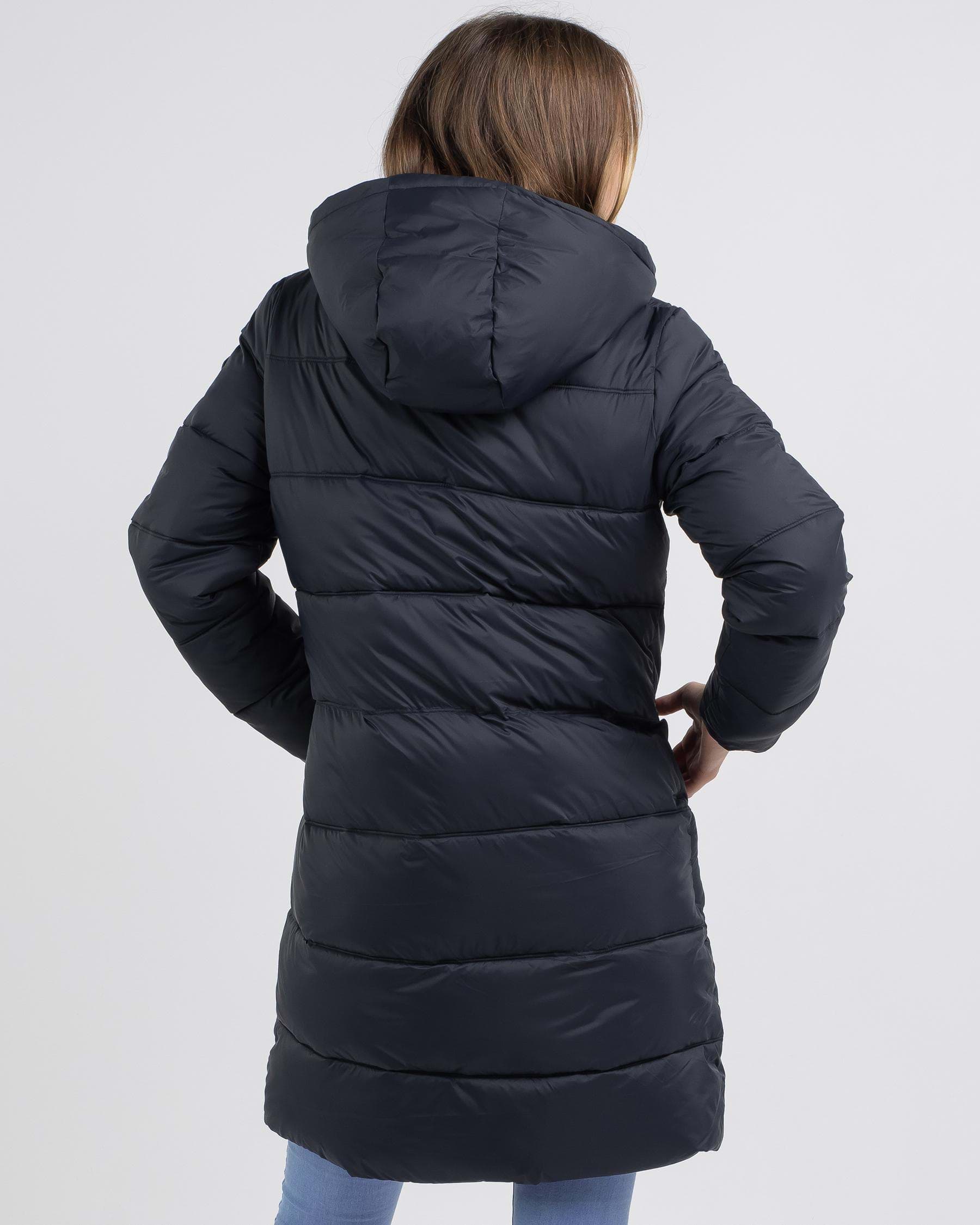 Roxy Crest Of The Break Hooded Puffer Jacket In Anthracite - Fast ...