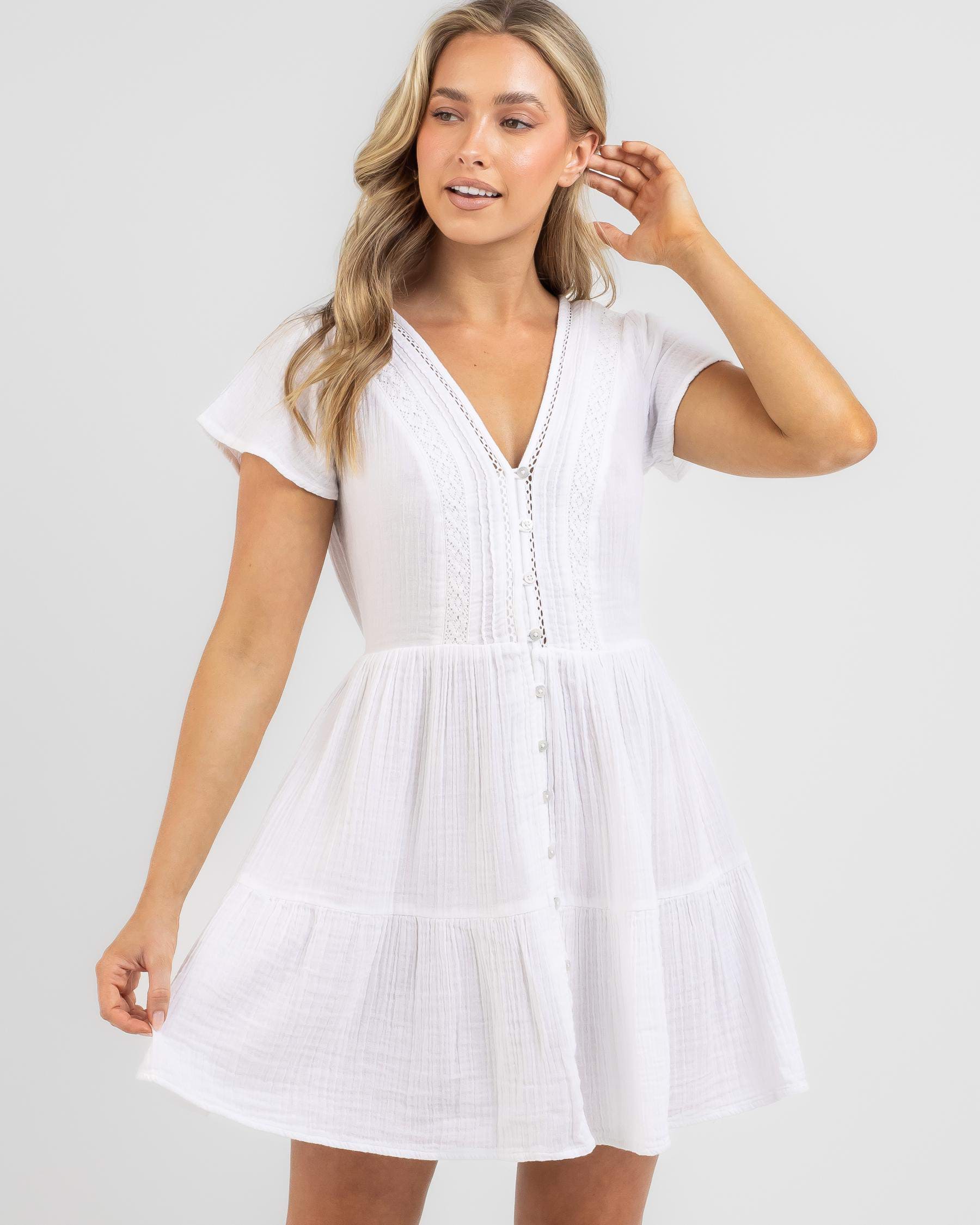 Rip Curl Summer Breeze Dress In White - Fast Shipping & Easy Returns ...