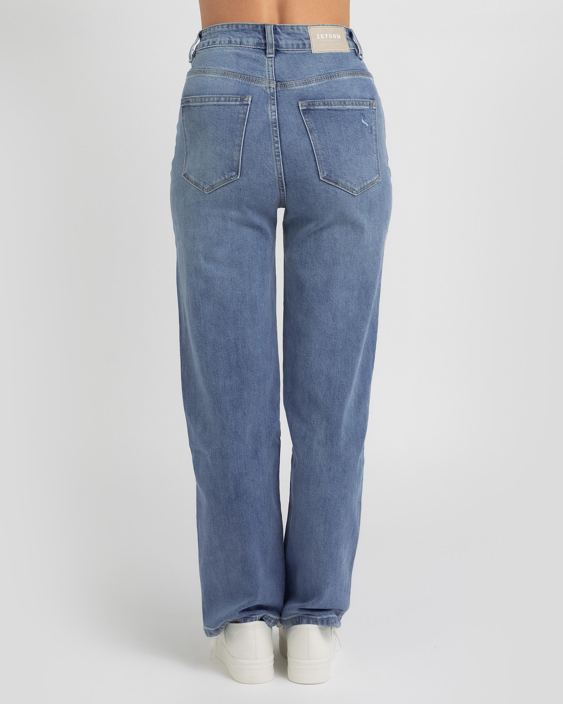 Shop Ziggy Denim Hi Mum Jeans In Forever Blue Trash Fast Shipping