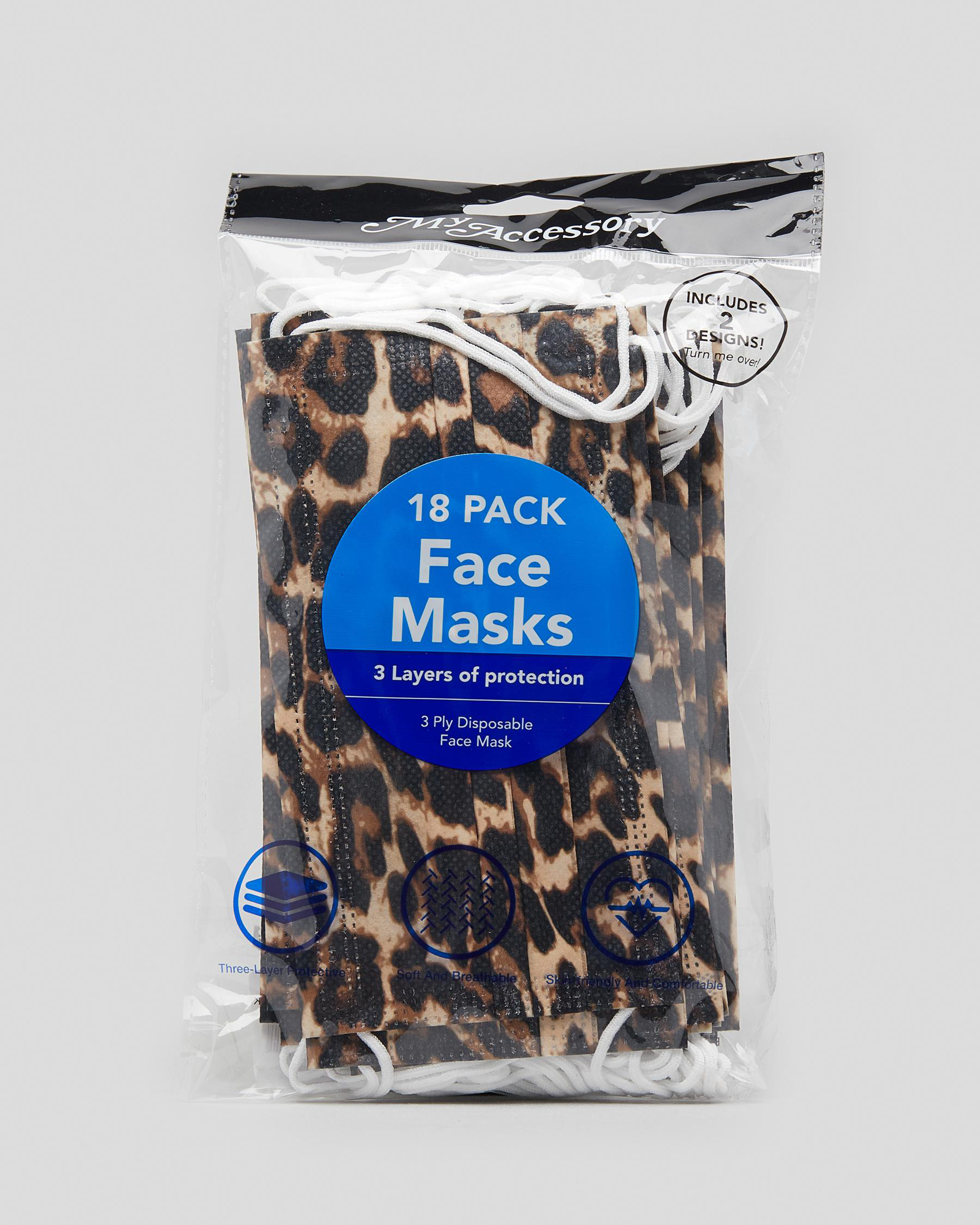 Mooloola Leopard & Daisy 18 Pack Disposable 3 Ply Face Masks In Leopard
