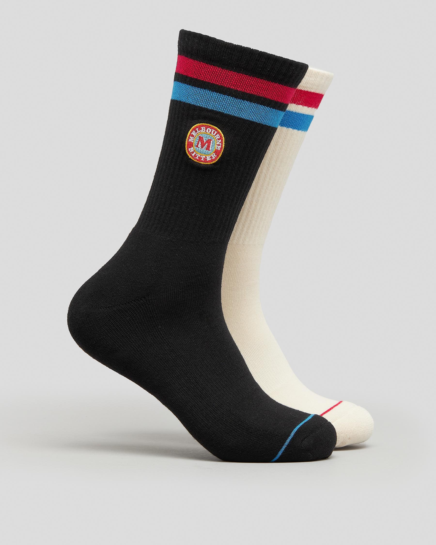 FOOT-IES Melbourne Bitter Long Neck Sneaker Socks 2 Pack In Cream/black ...