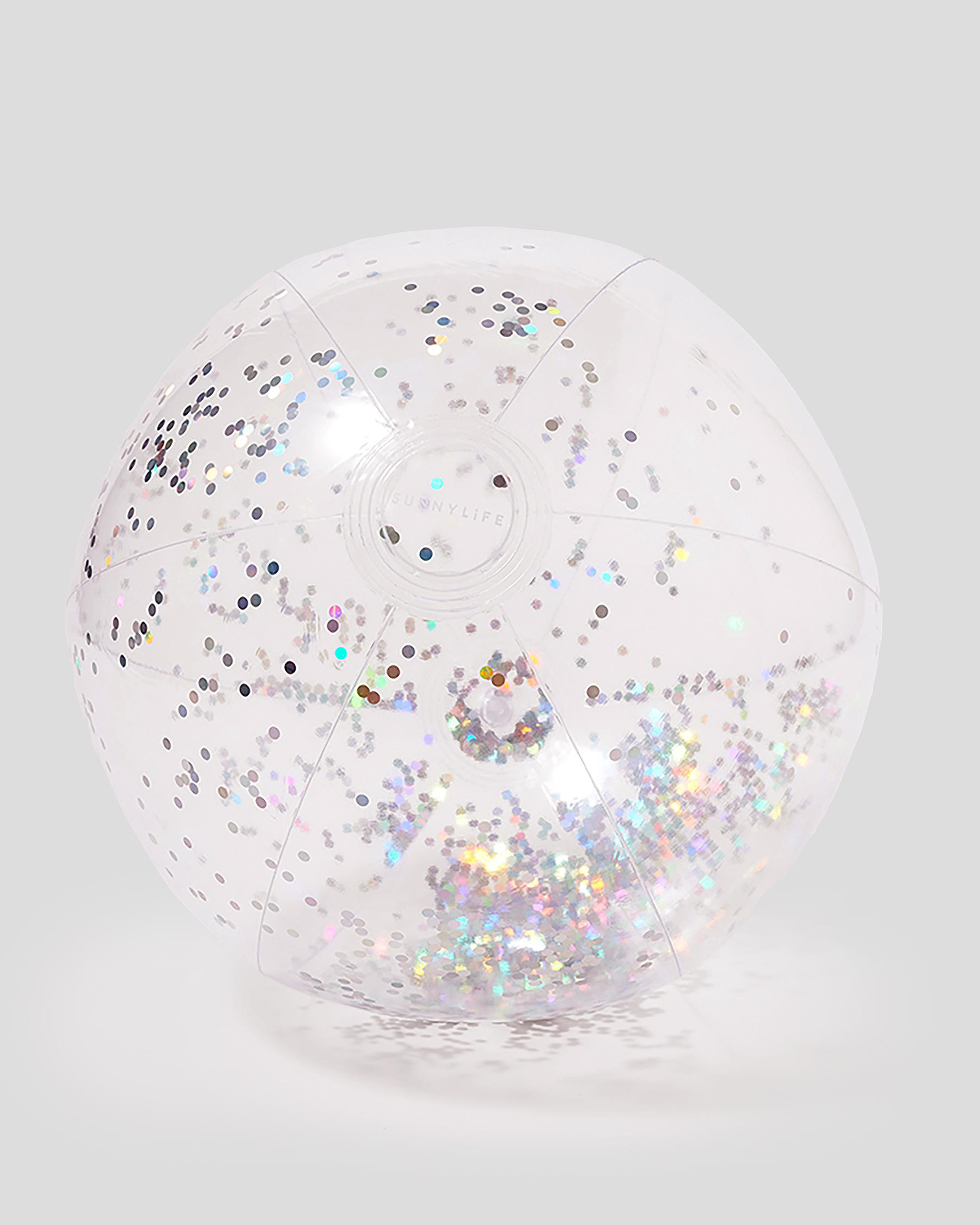 Shop Sunnylife Glitter Inflatables Beach Ball In Clear Fast Shipping