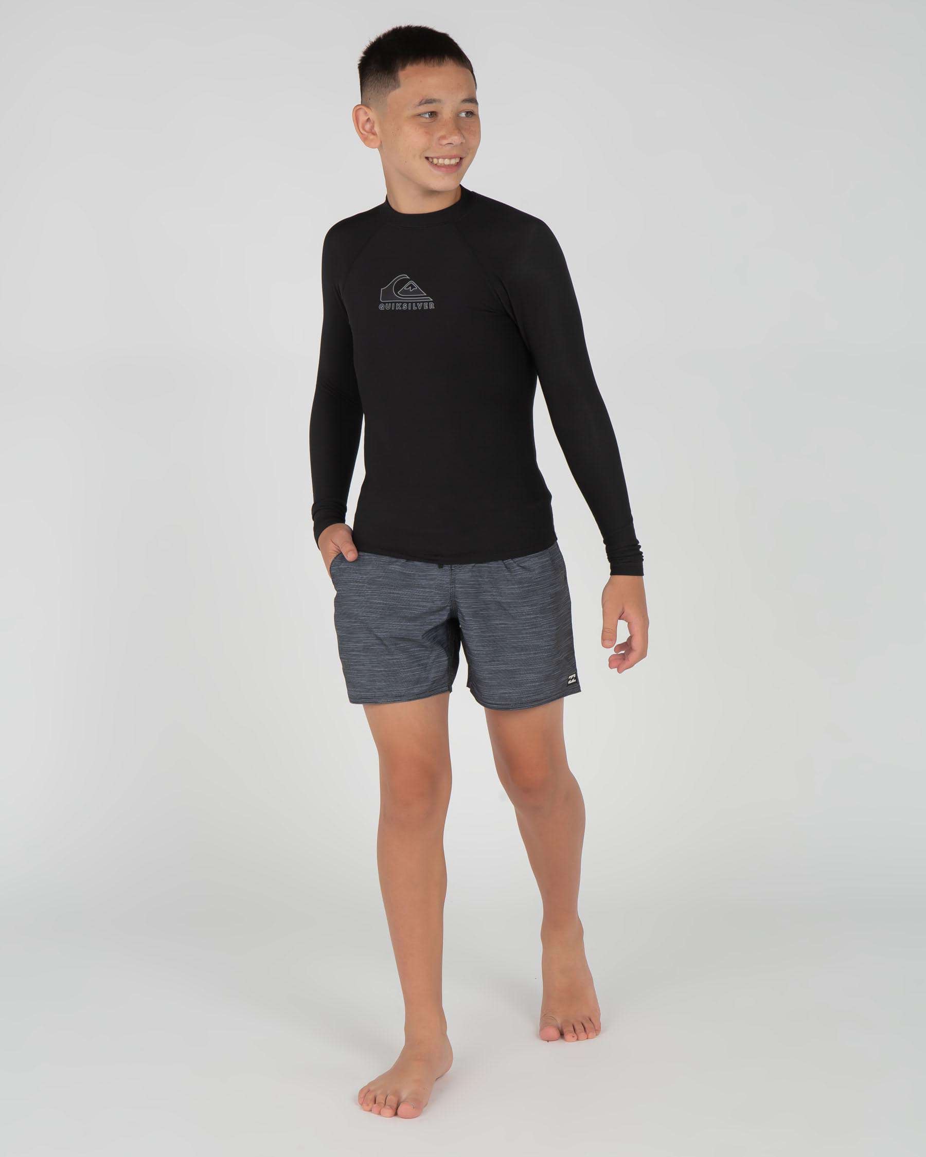 Shop Quiksilver Boys' Heater Rash Vest In Black - Fast Shipping & Easy ...