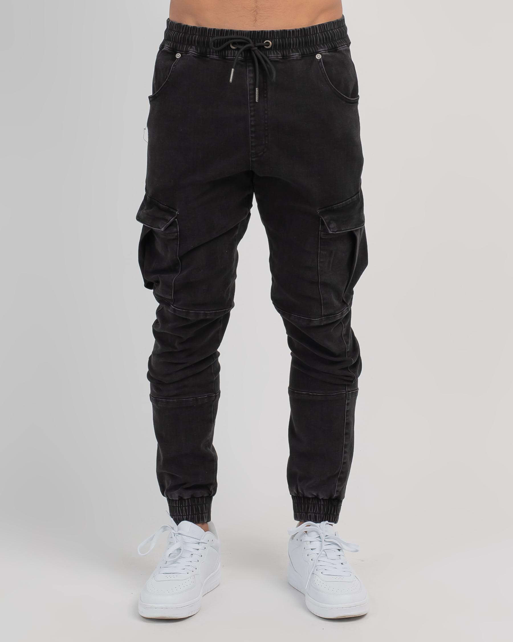St. Goliath Oxide Cargo Pants In Washed Black - Fast Shipping & Easy ...