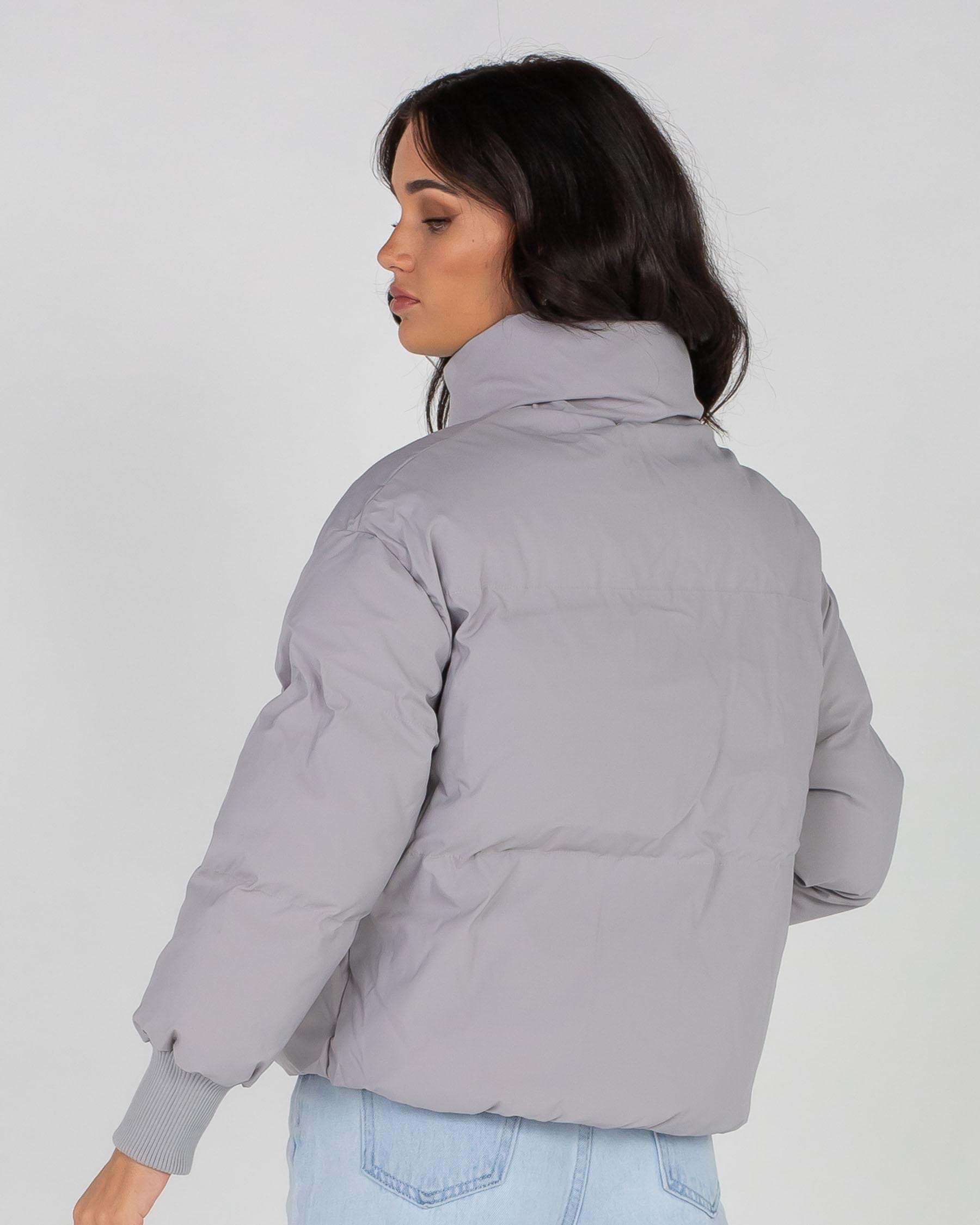 Shop Ava And Ever Academy Puffer Jacket In Dove Grey - Fast Shipping ...