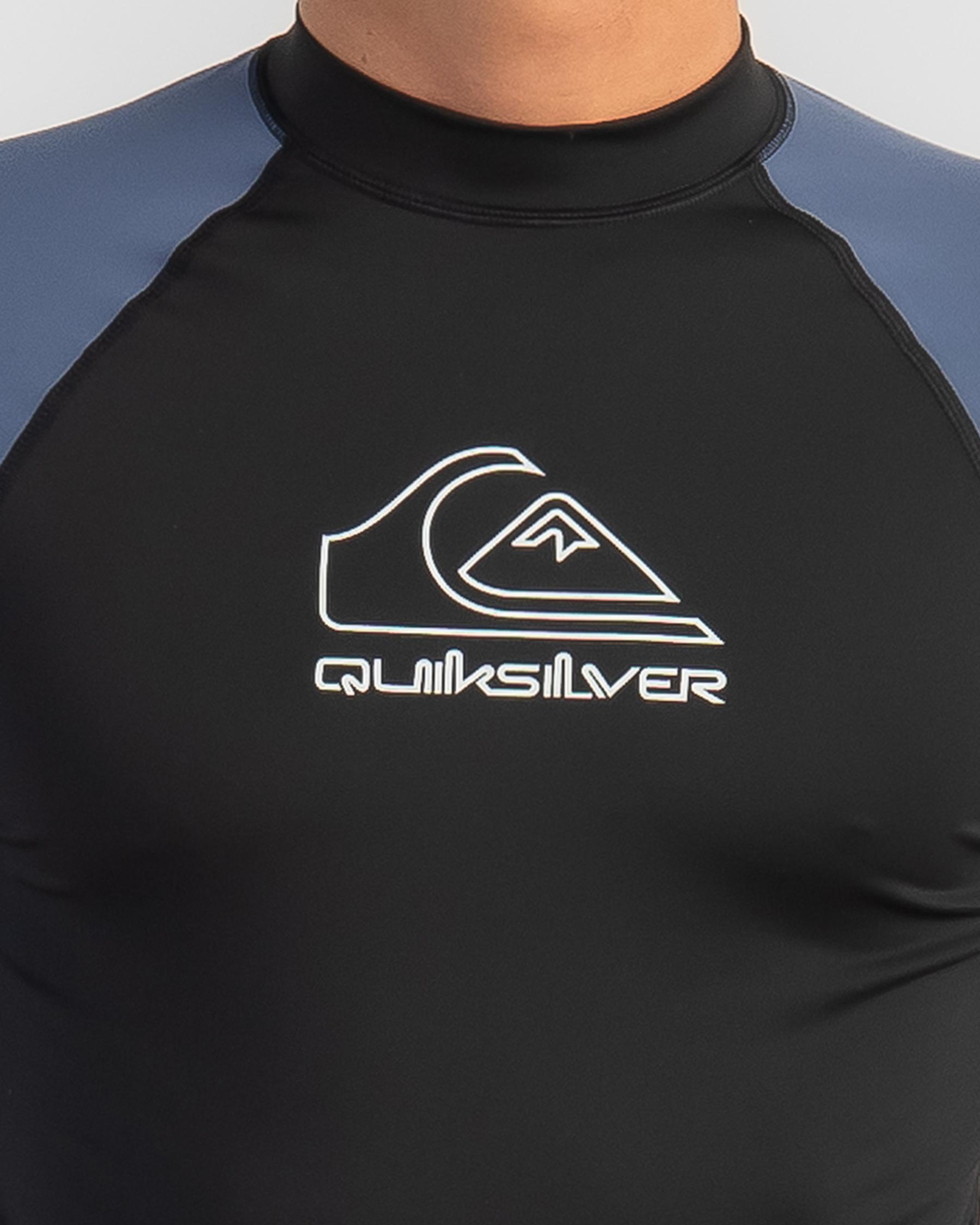 Shop Quiksilver On Tour Long Sleeve Rash Vest In Bering Sea Fast