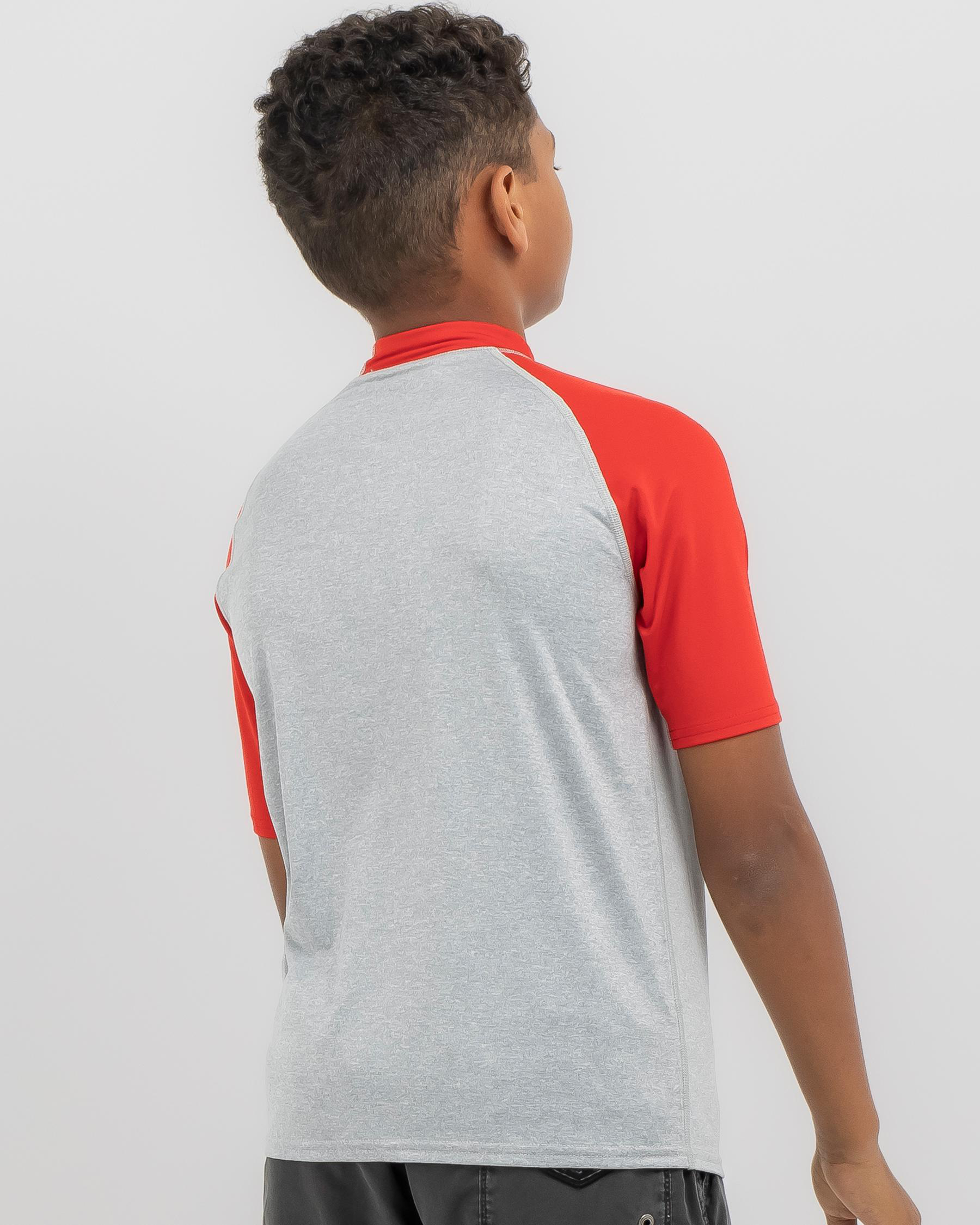 Billabong Boys' Straya Short Sleeve Rash Vest In Red/grey FREE
