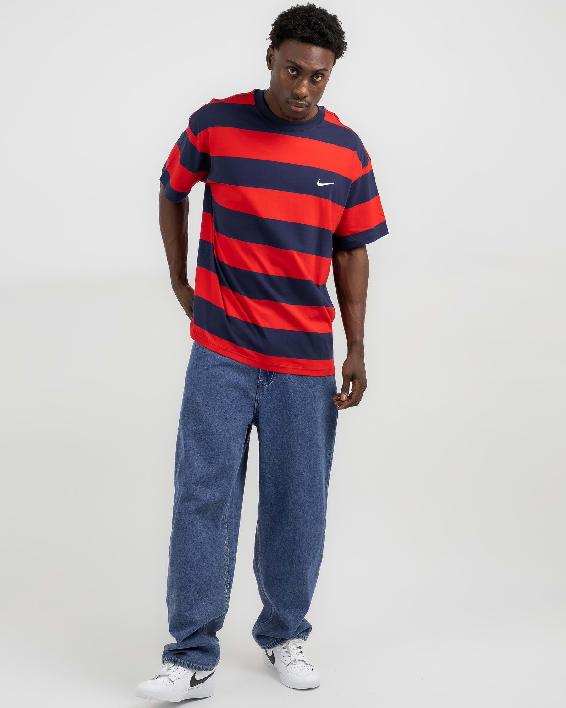 Shop Nike SB Stripe T-Shirt In University Red - Fast Shipping & Easy ...