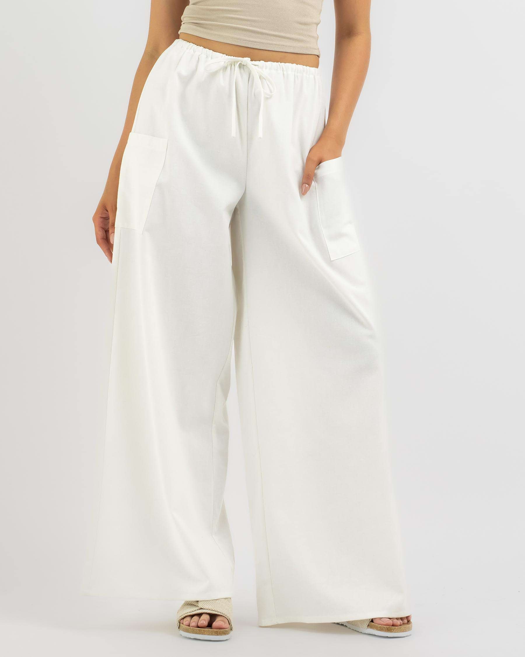 Into Fashions Sorrento Beach Pants In White - Fast Shipping & Easy ...