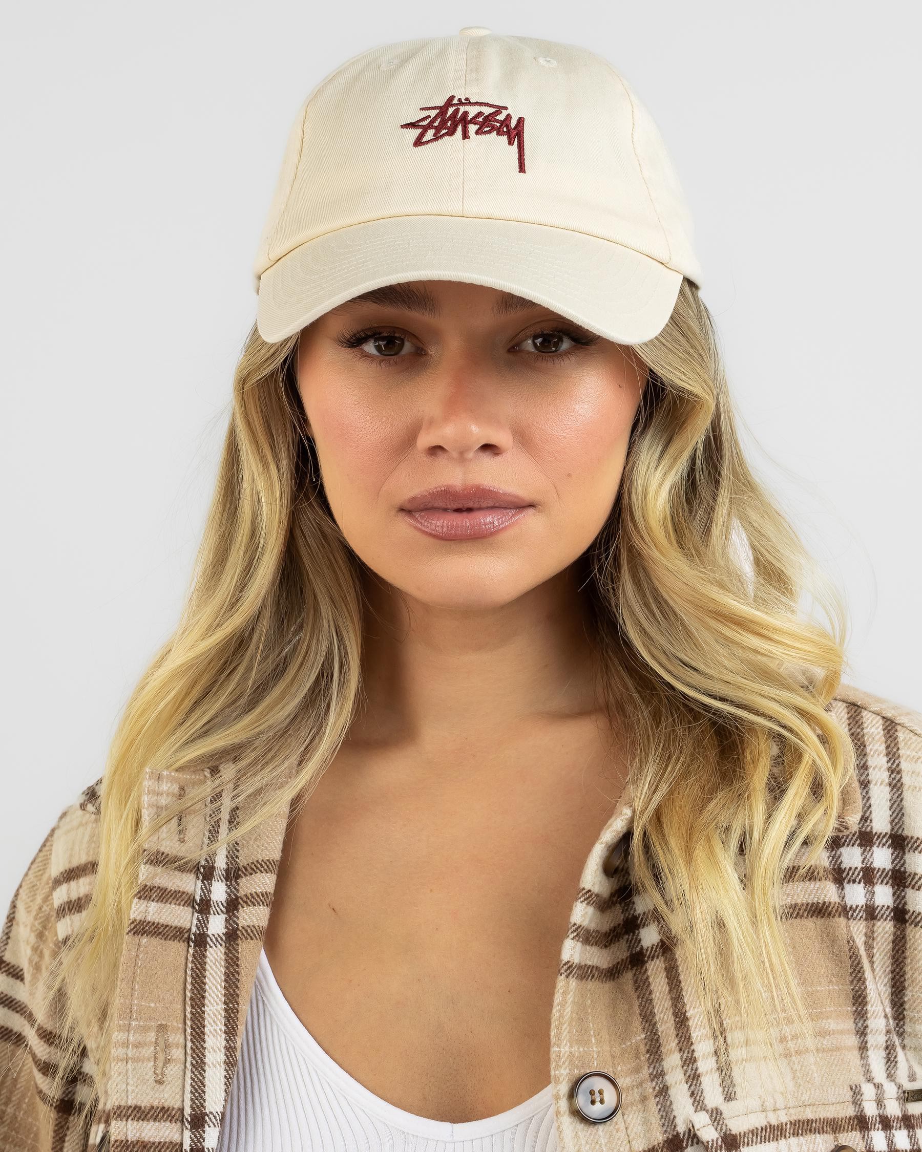 Stussy Stock Low Pro Cap In Cream/burgundy - Fast Shipping & Easy ...