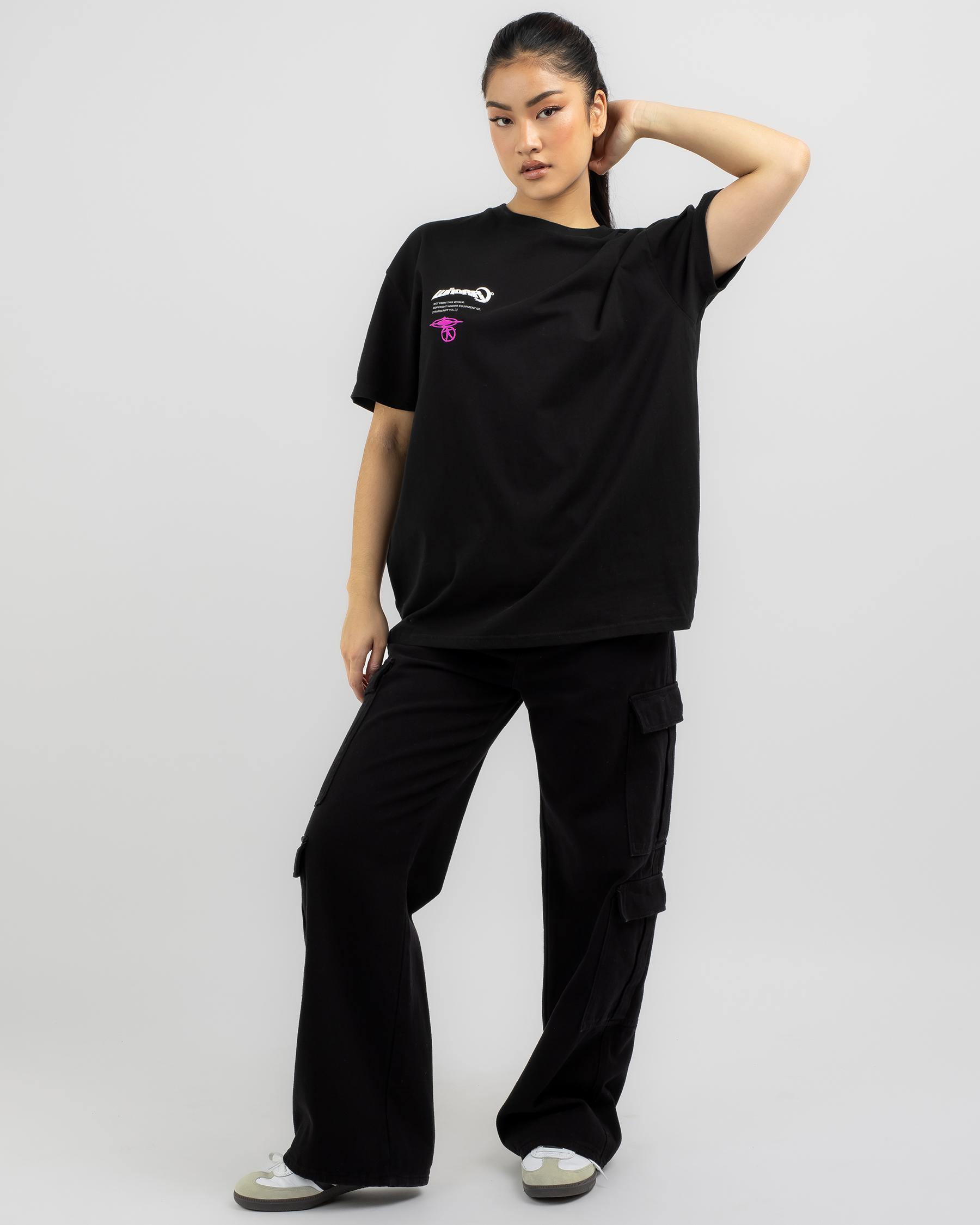 Shop Wndrr Outta World Box Fit TShirt In Black Fast Shipping & Easy