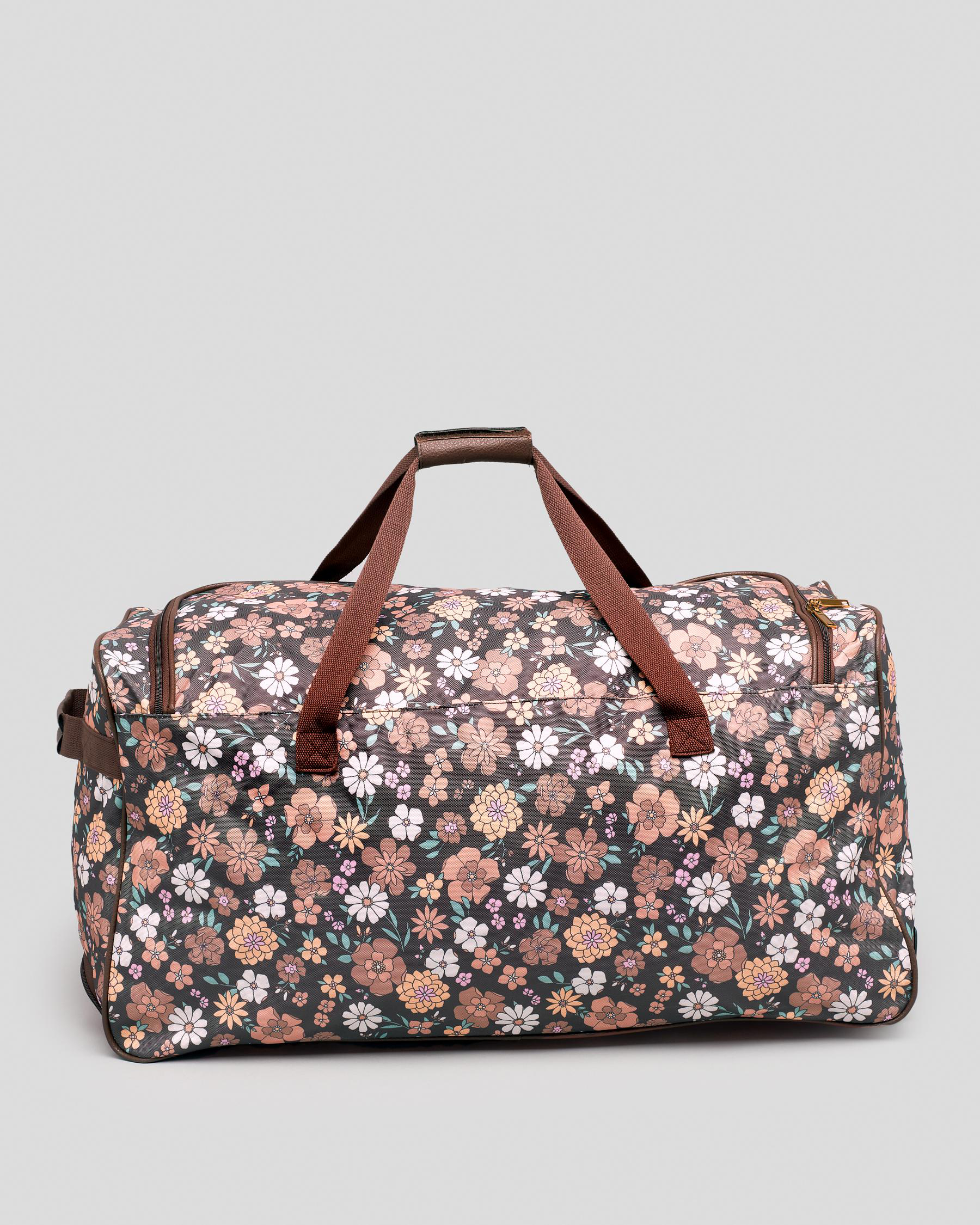 Shop Mooloola Kat Large Wheeled Travel Bag In Chocolate/pink/yellow