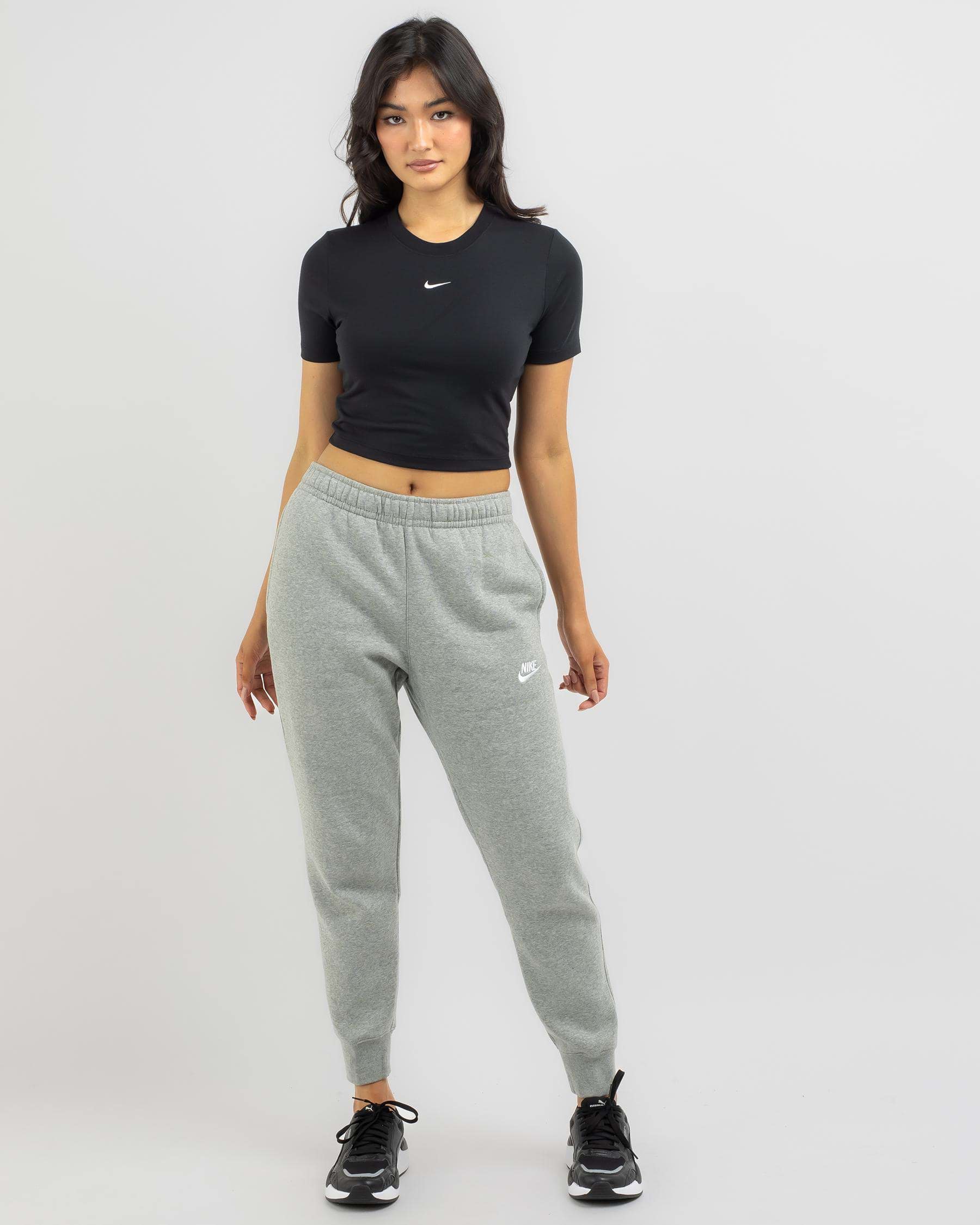 Shop Nike Essential Slim Cropped T-Shirt In Black - Fast Shipping ...