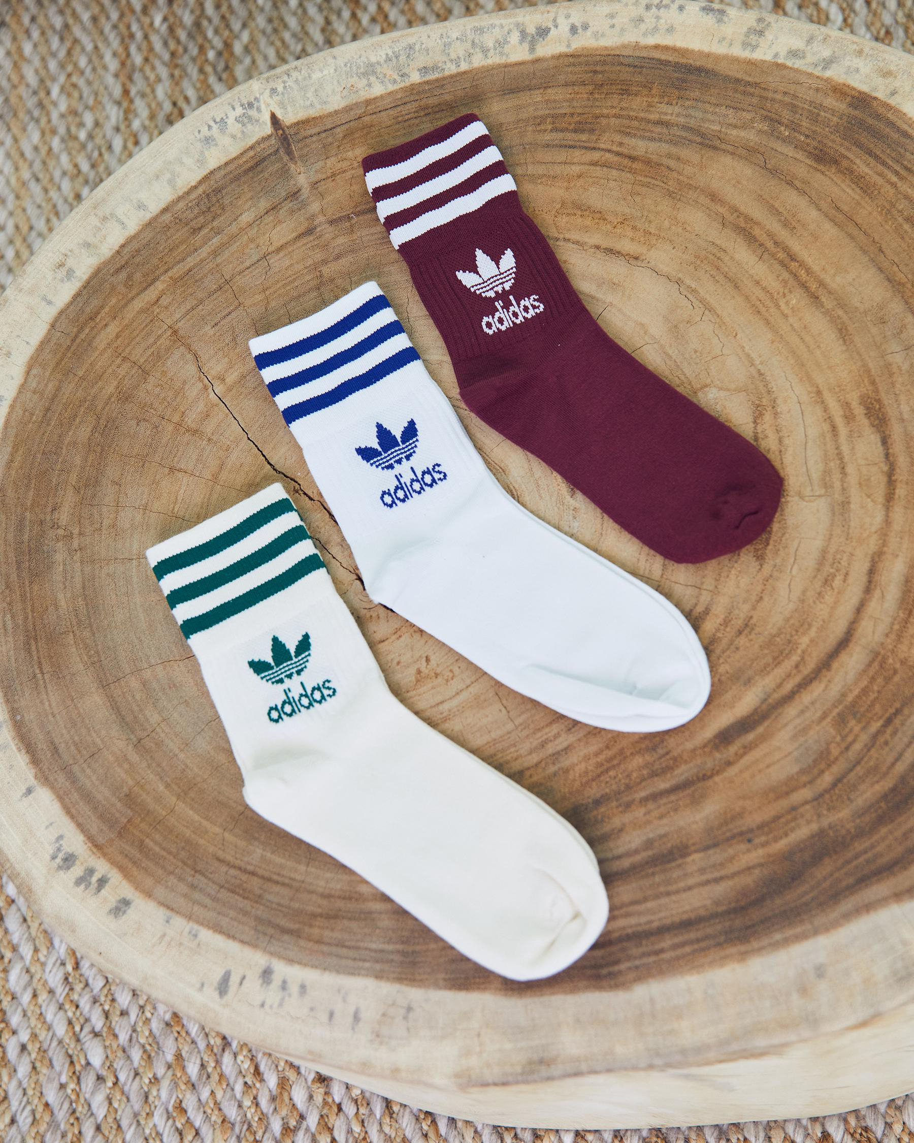 Adidas Mid Cut Crew Socks 3 Pack In Crystal White/wonder White/shadow