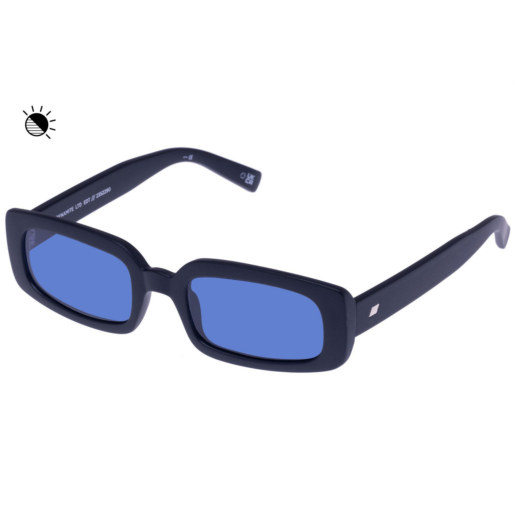 Le Specs Dynamite Photochromic Sunglasses In Matte Black / Blue Photochromic FREE* Shipping