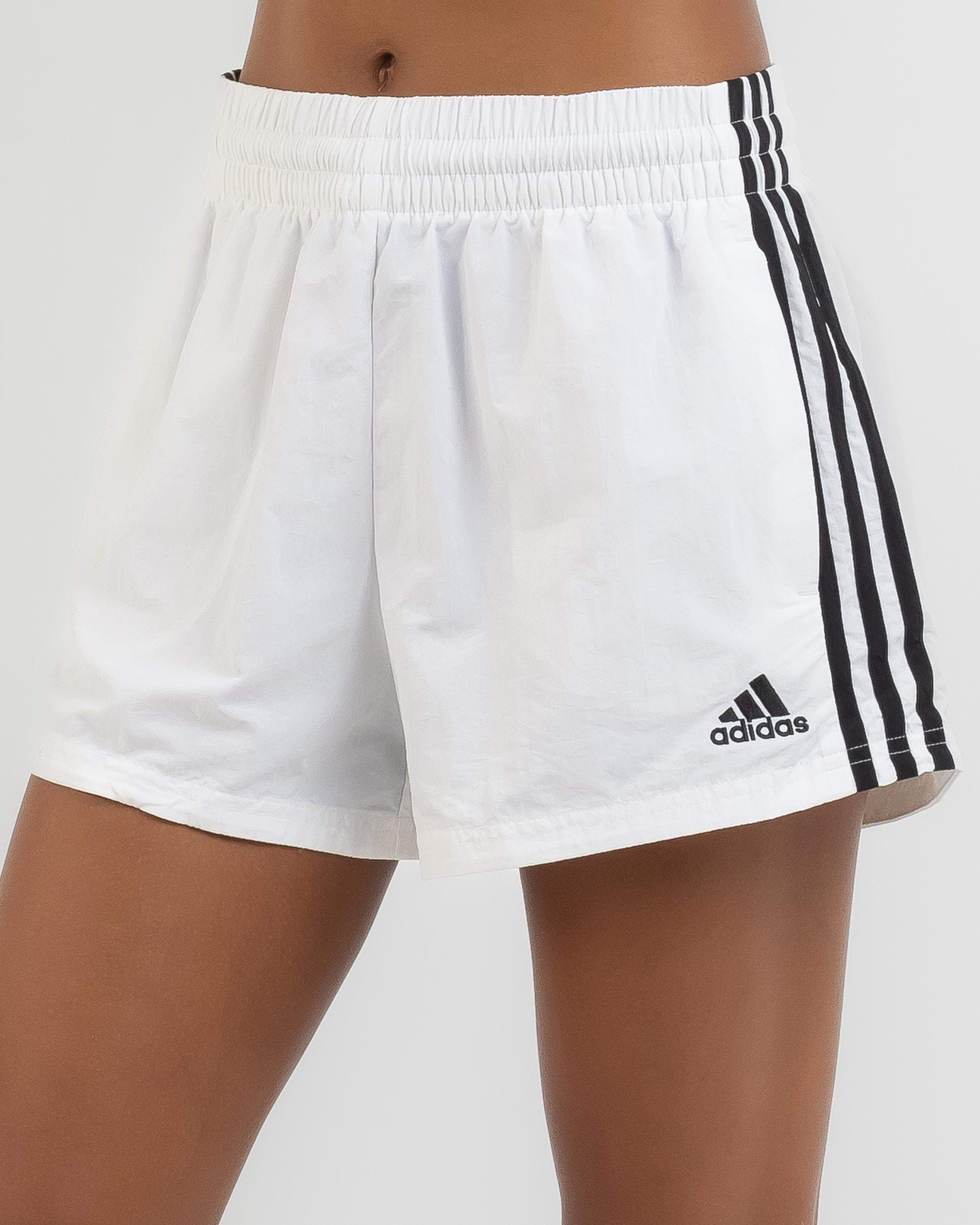 Adidas Essentials 3 Stripe Woven Shorts In White/black - FREE* Shipping &  Easy Returns - City Beach United States