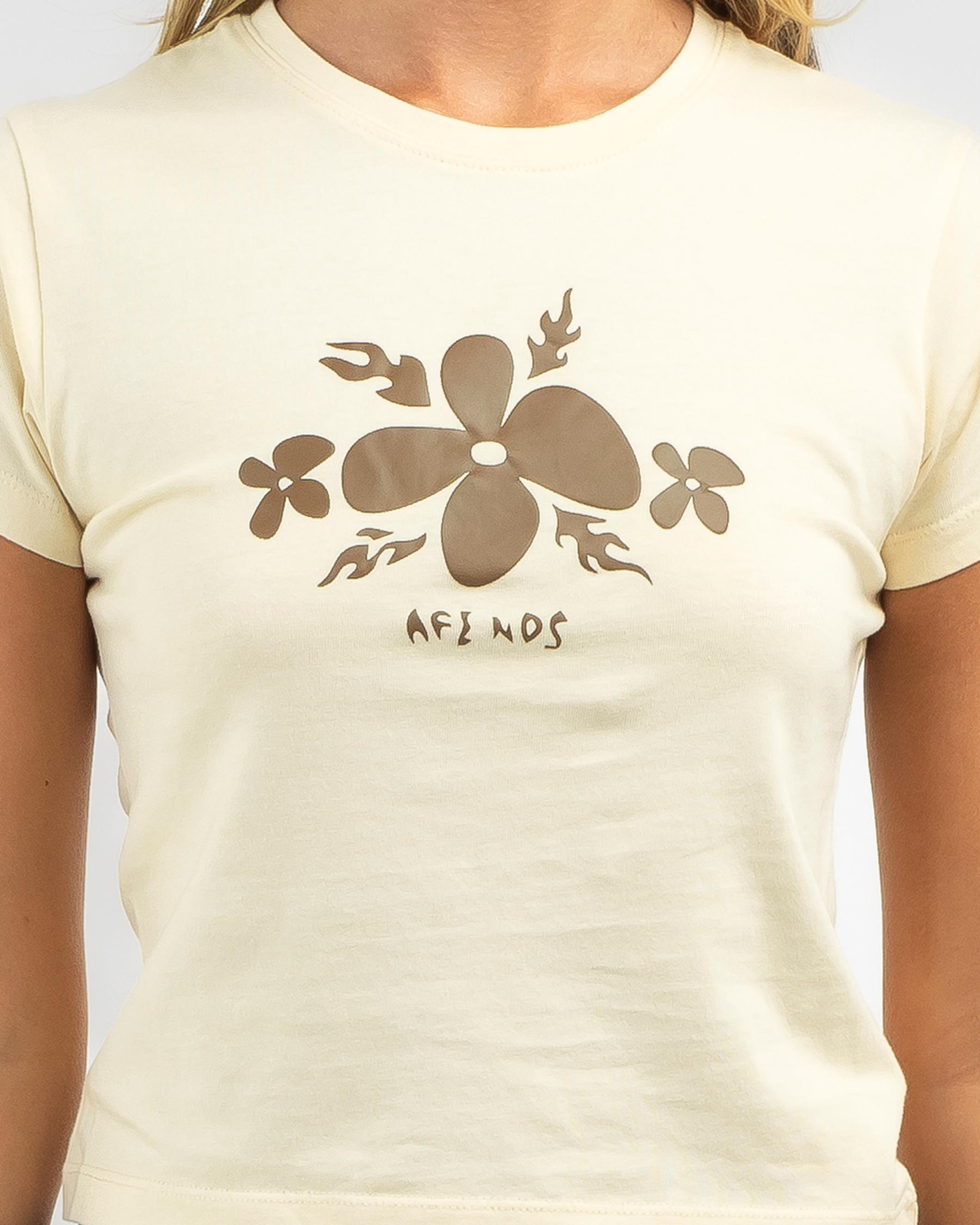 AFENDS Womens Last Dance - Baby Tee - Stone Black
