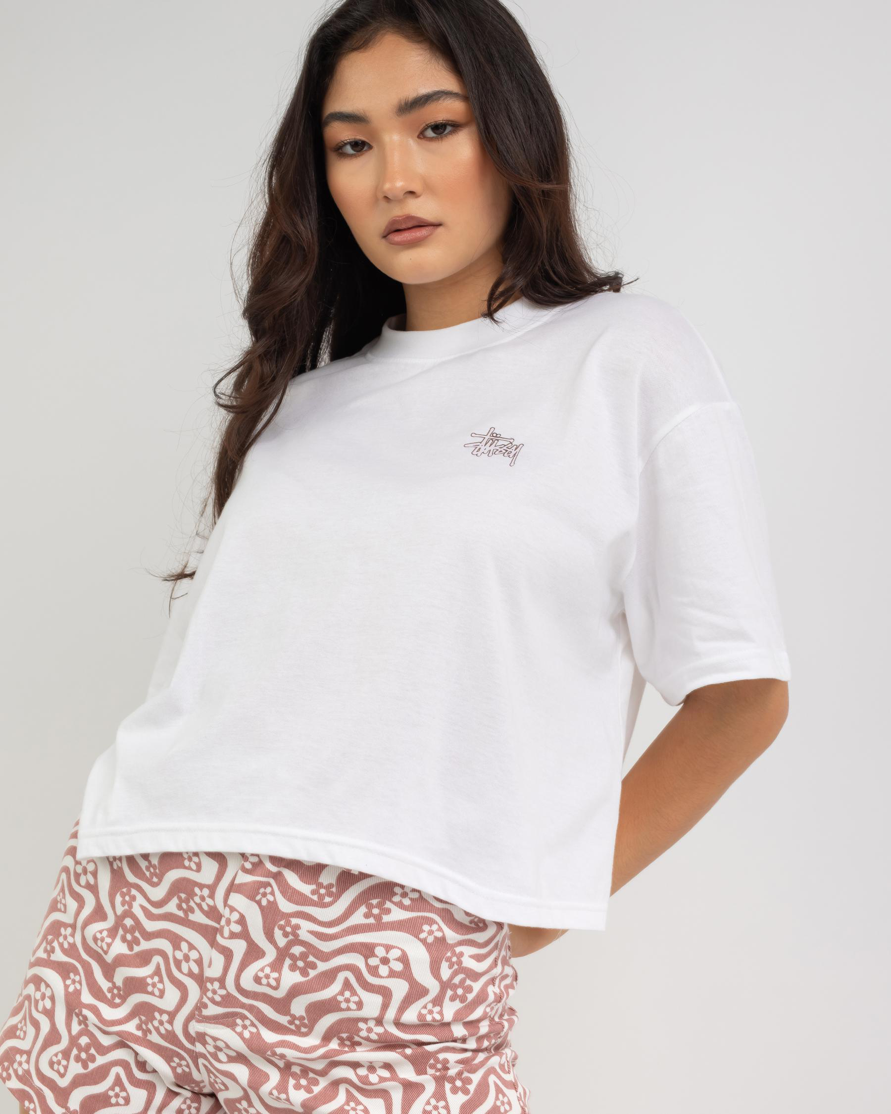 Stussy Graffiti Outline Boxy T-Shirt In White - Fast Shipping & Easy ...