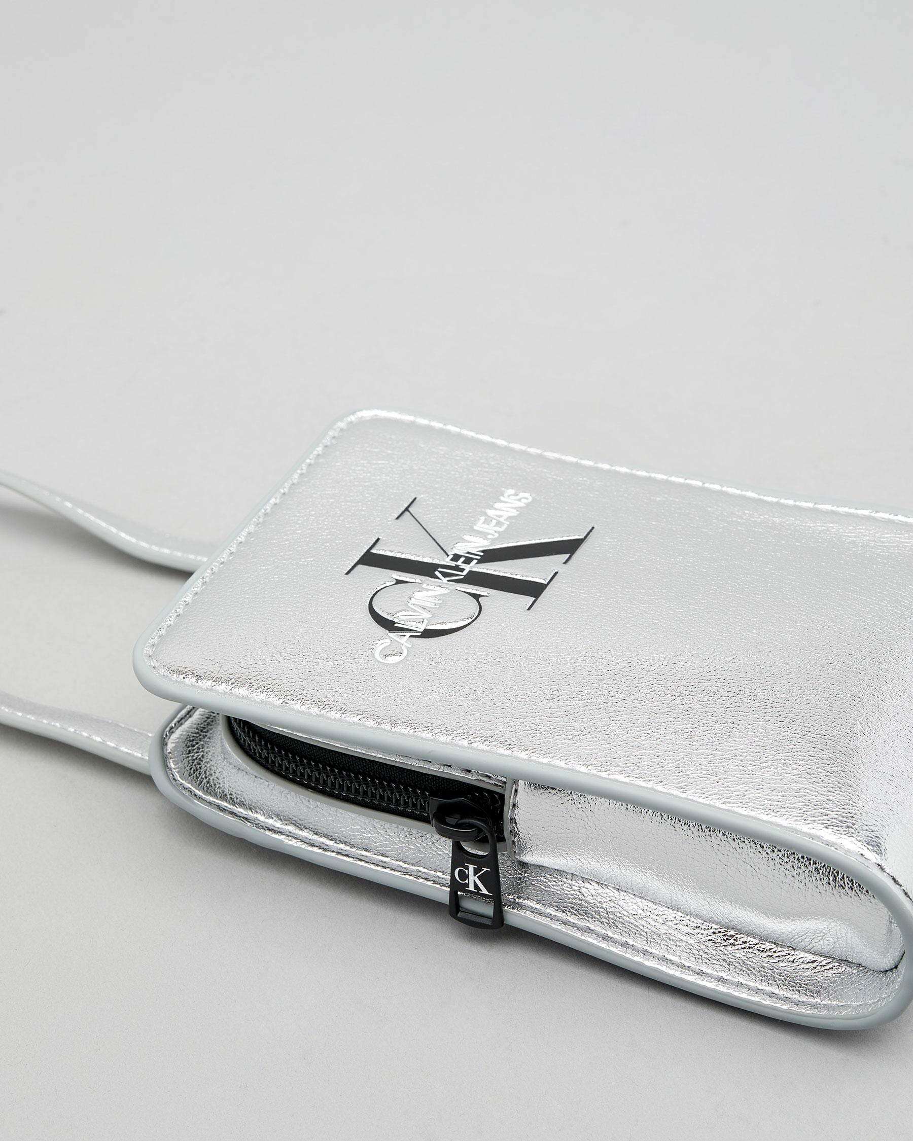 Shop Calvin Klein Crossbody Bag In Silver Metallic Fast Shipping