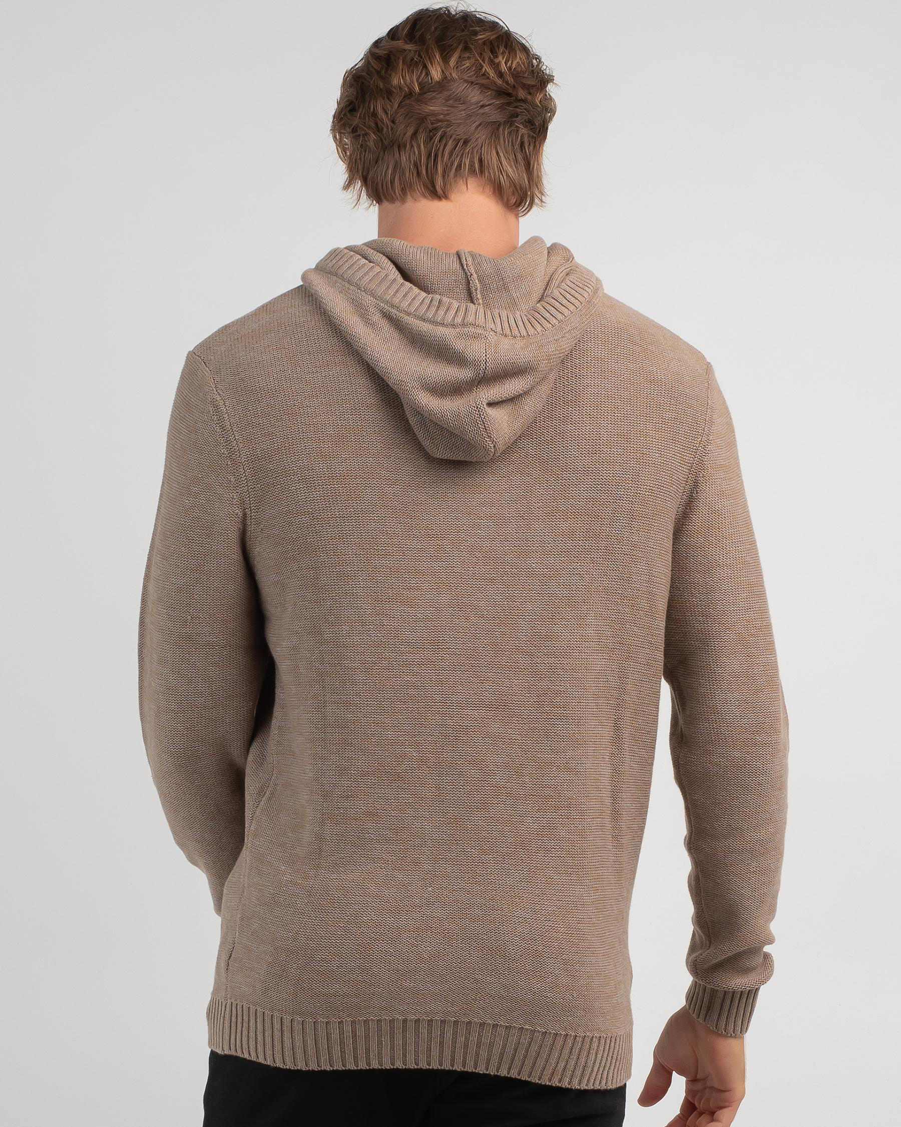 Shop Rusty Skyliner Knit Hoodie In Vintage Khaki - Fast Shipping & Easy ...