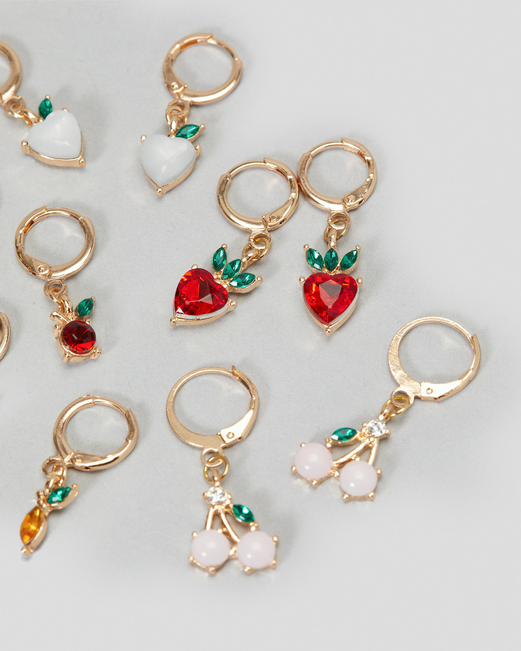 Shop Karyn In LA Fruit Punch Earring Pack In Shiny Light Gold/multi