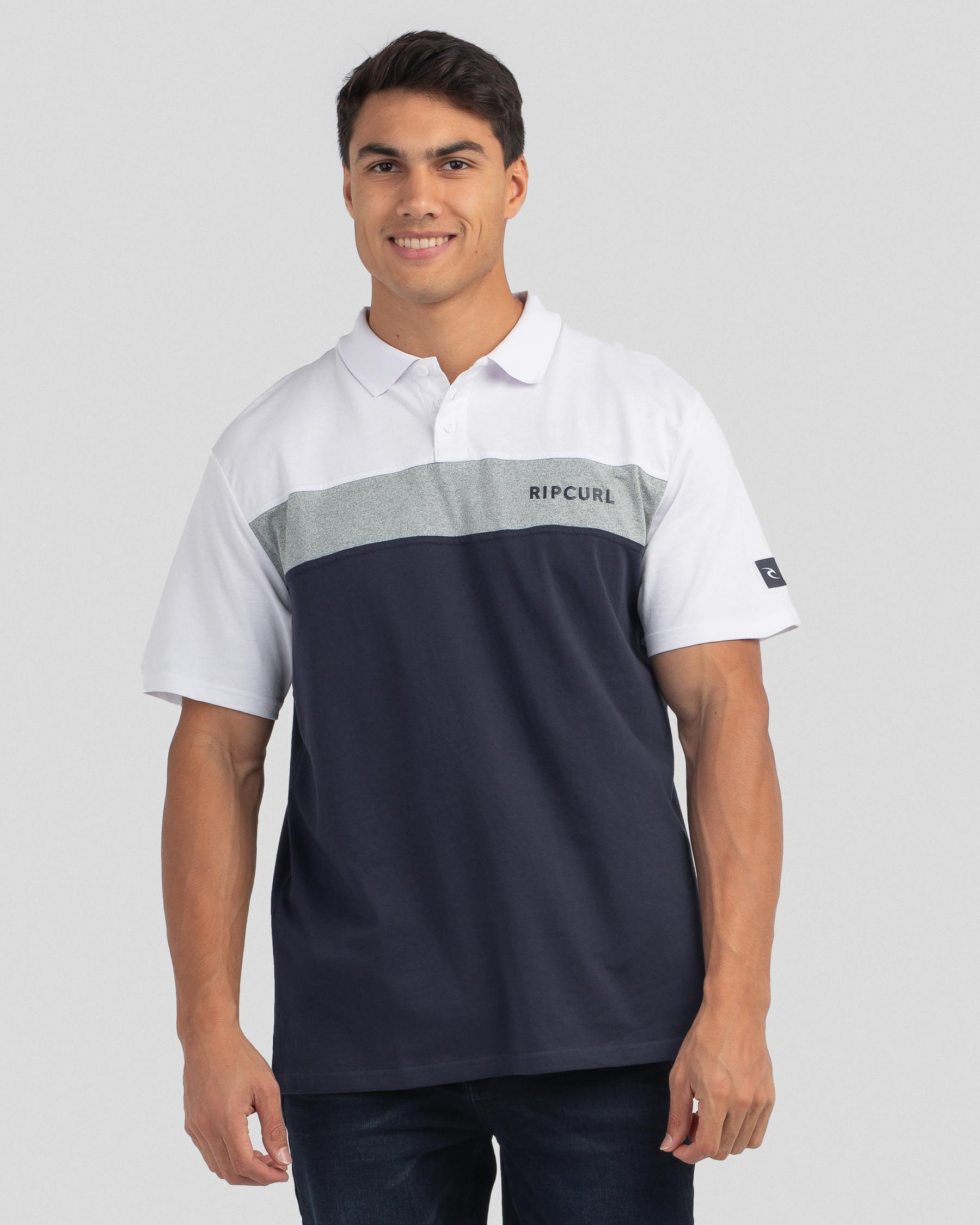 Shop Rip Curl Undertow Panel Polo Shirt In Navy/white Fast Shipping