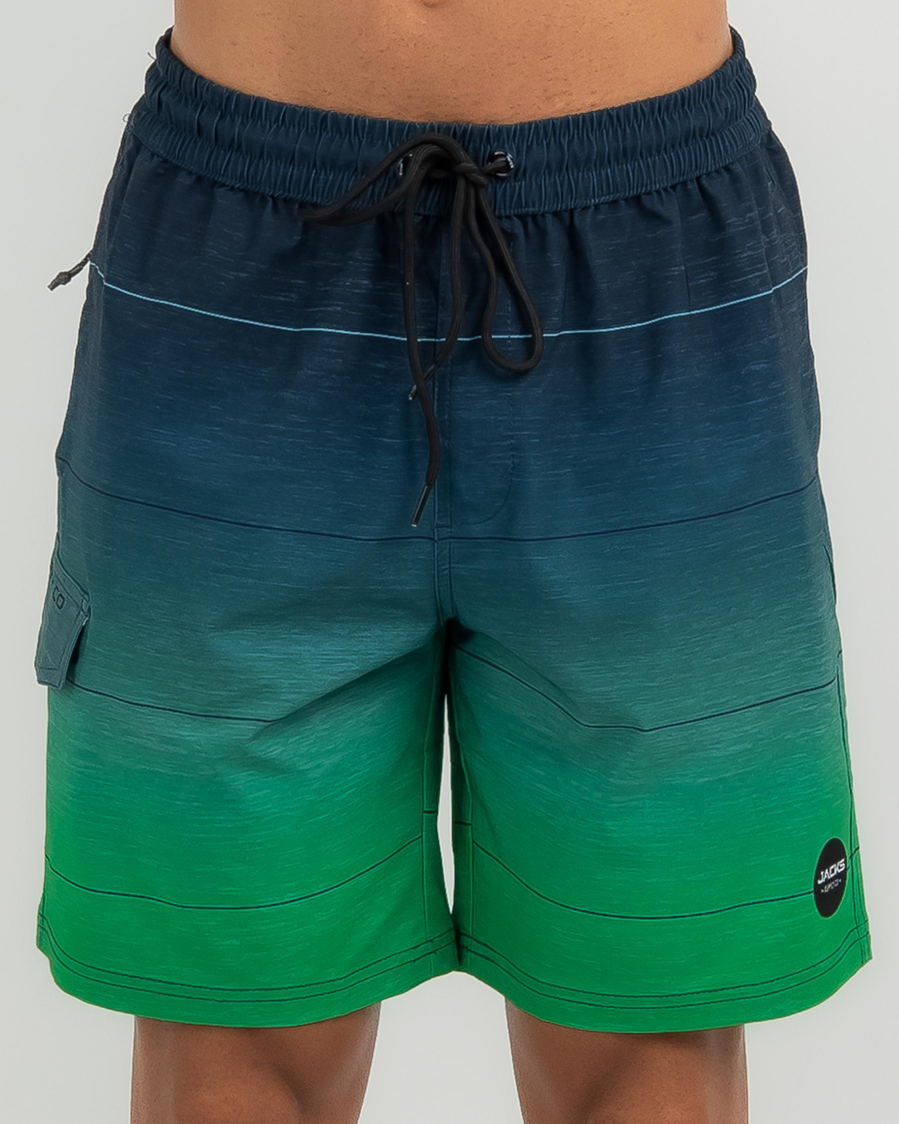 Shop Jacks Coastland Board Shorts In Navy/green Fade Fast Shipping