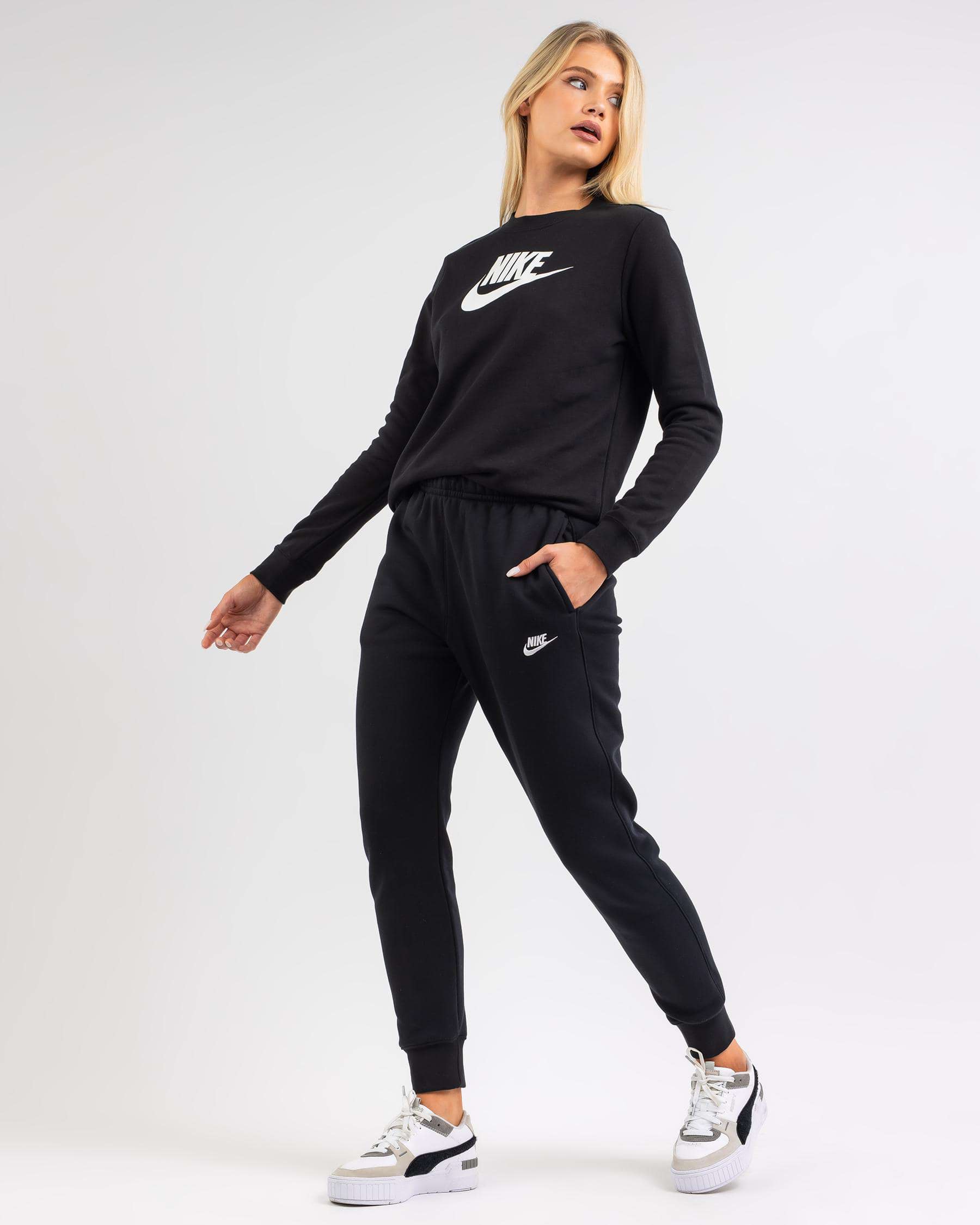Nike Club Track Pants In Black/black/white - Fast Shipping & Easy ...
